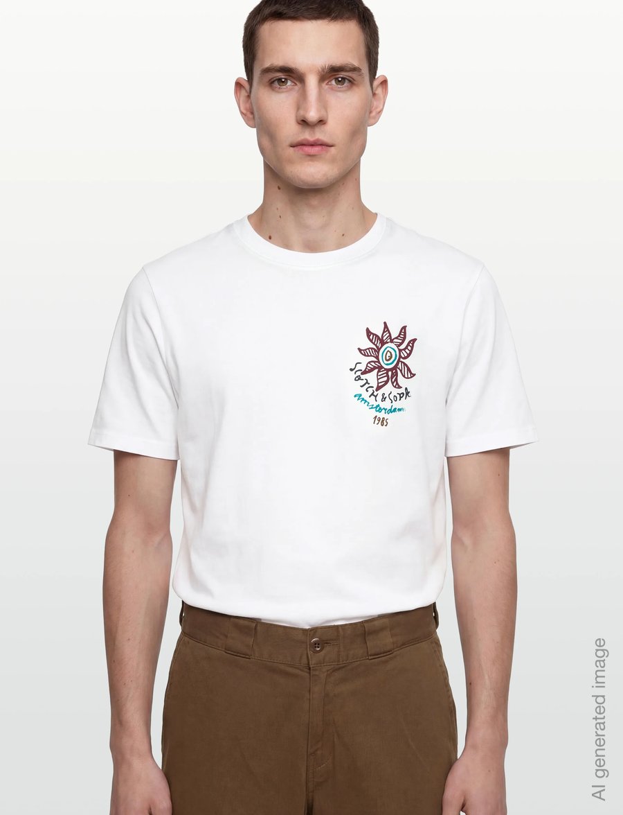 Scotch & Soda - Front And Back Artwork Regularfit Tshirt - kortärmade t-shirts - bright white - 3