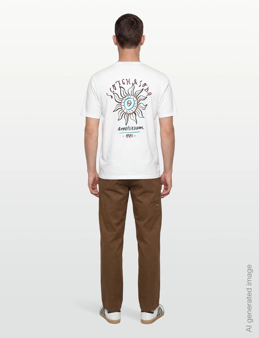 Scotch & Soda - Front And Back Artwork Regularfit Tshirt - kortärmade t-shirts - bright white - 4