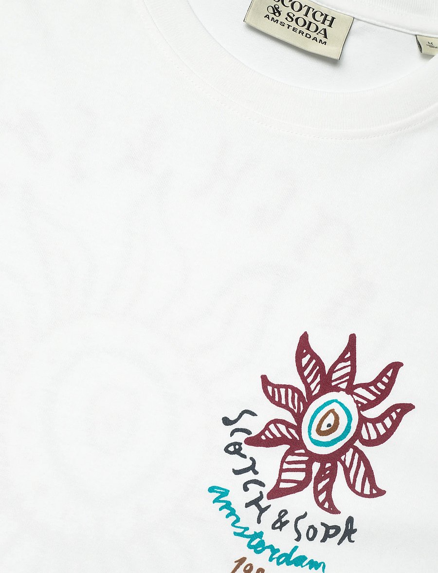 Scotch & Soda - Front And Back Artwork Regularfit Tshirt - kortärmade t-shirts - bright white - 5