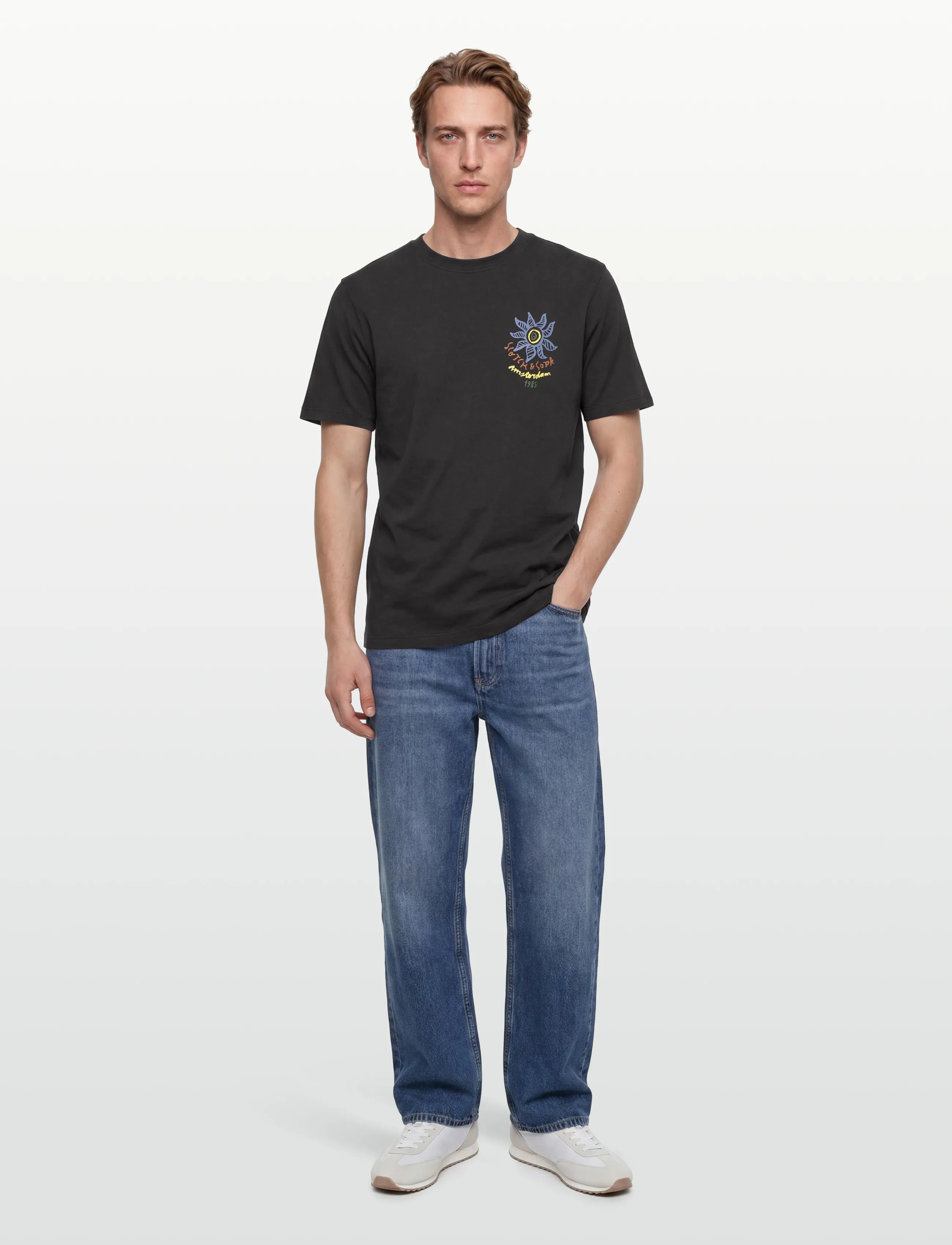 Scotch & Soda Front And Back Artwork Regularfit Tshirt, M, Grey, T-Shirts > Kortærmede, Herre