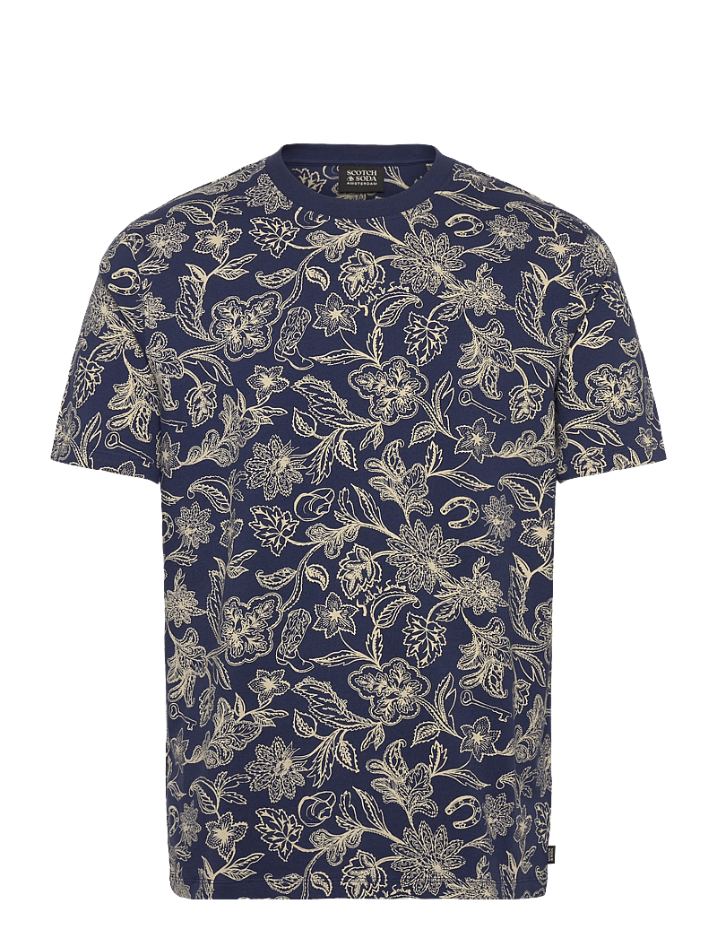 Scotch & Soda - Printed Regularfit Tshirt - kortärmade t-shirts - lucky bandana dress blues - 0