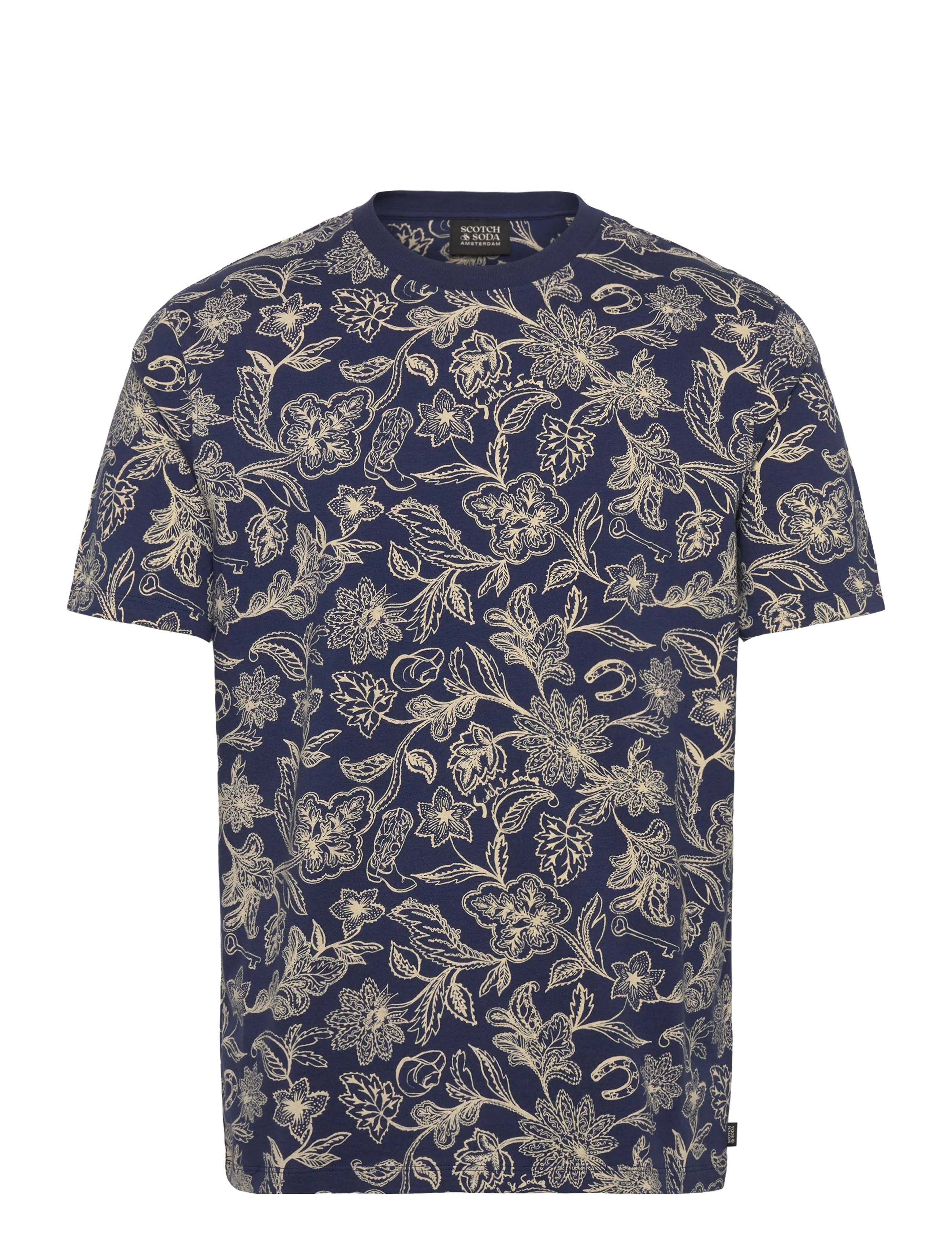Scotch & Soda Printed Regularfit Tshirt - T-shirts - LUCKY BANDANA DRESS BLUES / navy