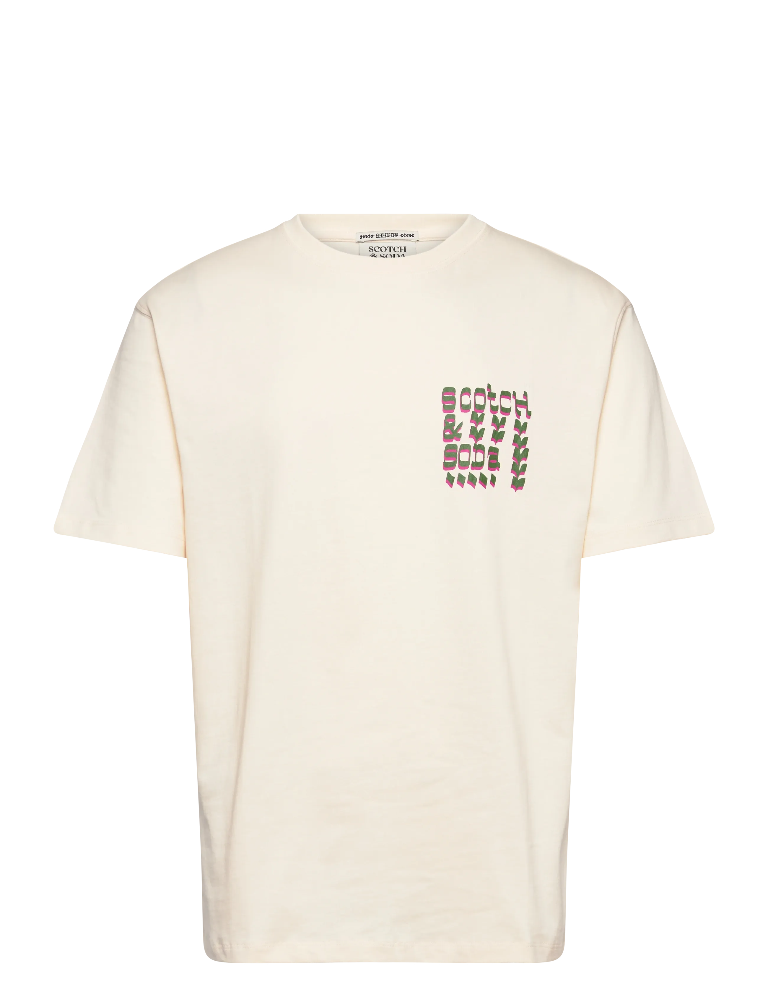 SCOTCH & SODA Front Und Back Artwork Relaxedfit Tshirt Cream - S - Herren