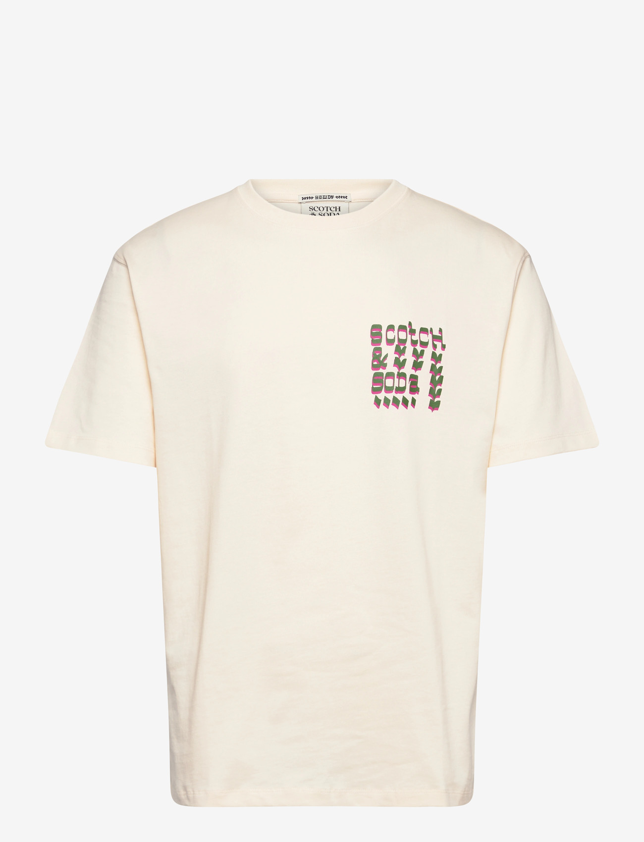 Scotch & Soda - Front And Back Artwork Relaxedfit Tshirt - kortærmede t-shirts - eggnog - 1