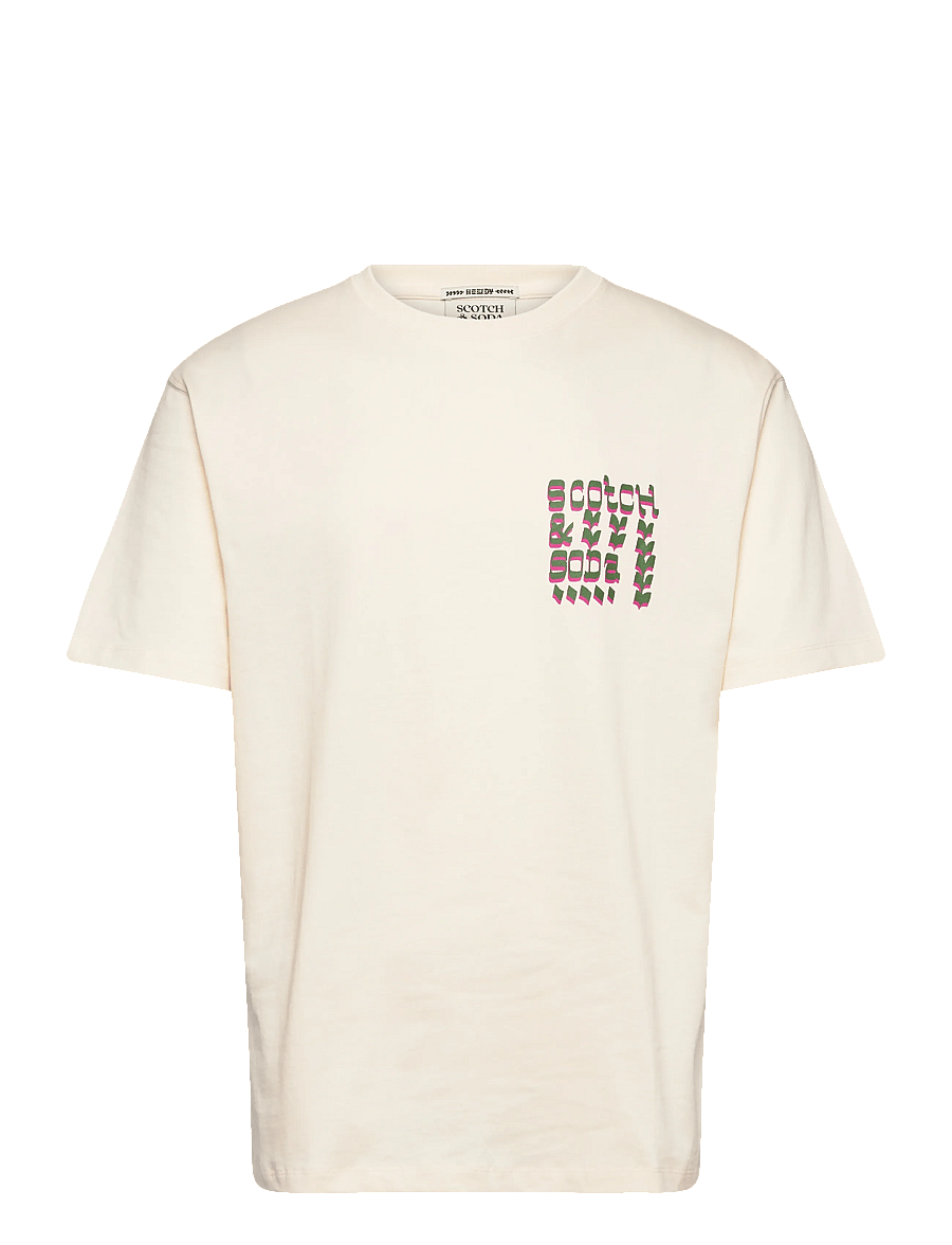Scotch & Soda - Front And Back Artwork Relaxedfit Tshirt - kurzärmelige t-shirts - eggnog - 1