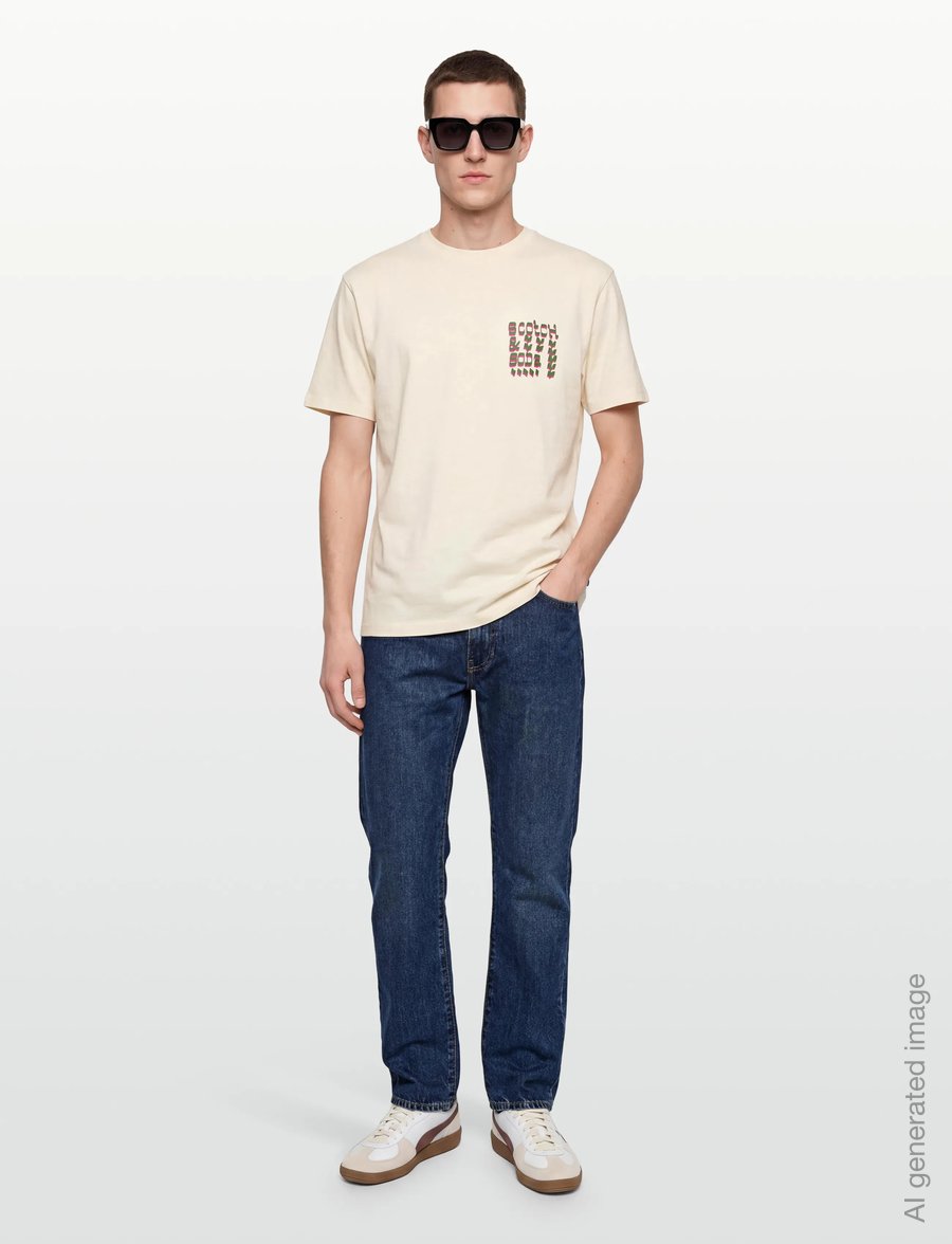 Scotch & Soda - Front And Back Artwork Relaxedfit Tshirt - kurzärmelige t-shirts - eggnog - 0
