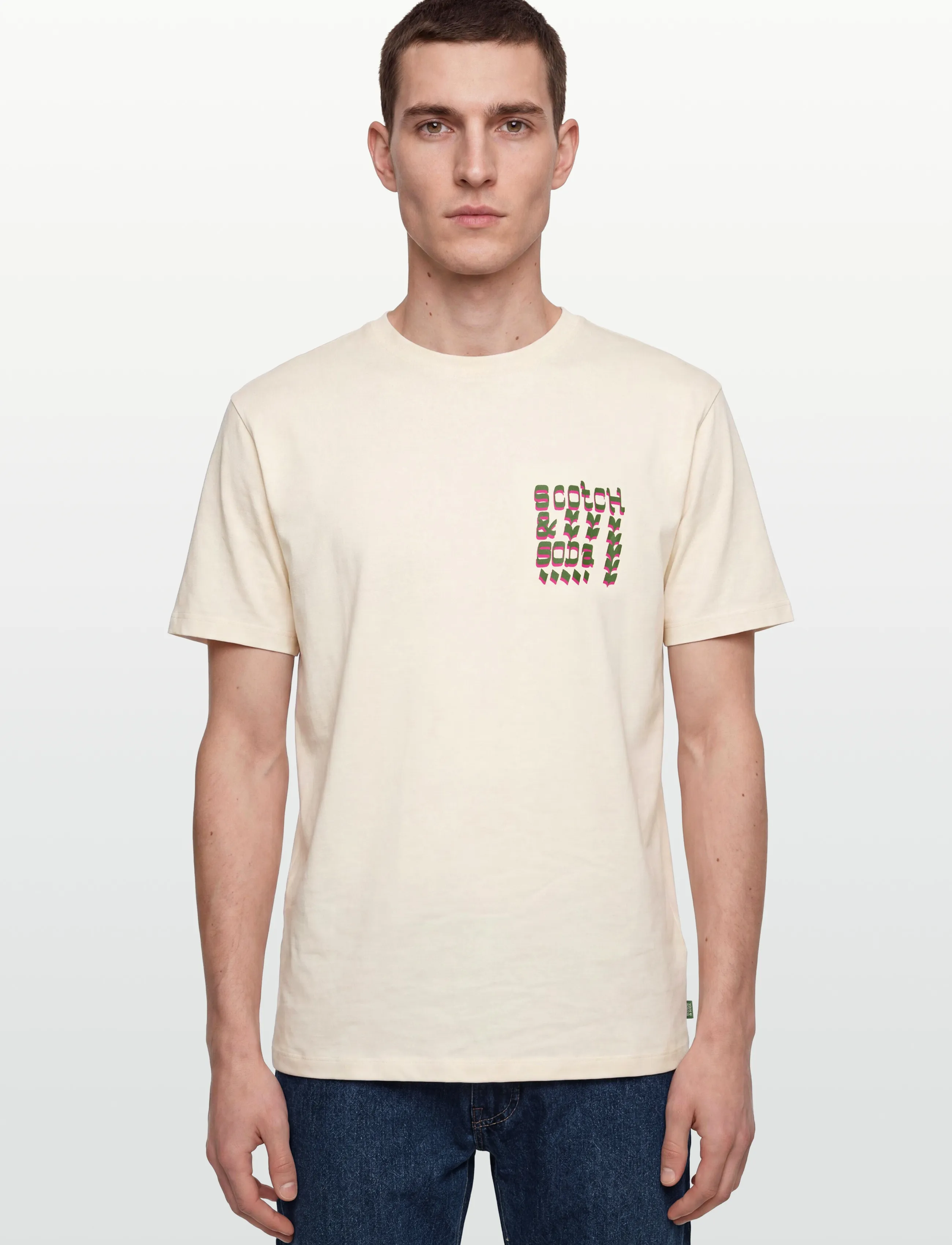 Scotch & Soda - Front And Back Artwork Relaxedfit Tshirt - kortärmade t-shirts - eggnog - 3
