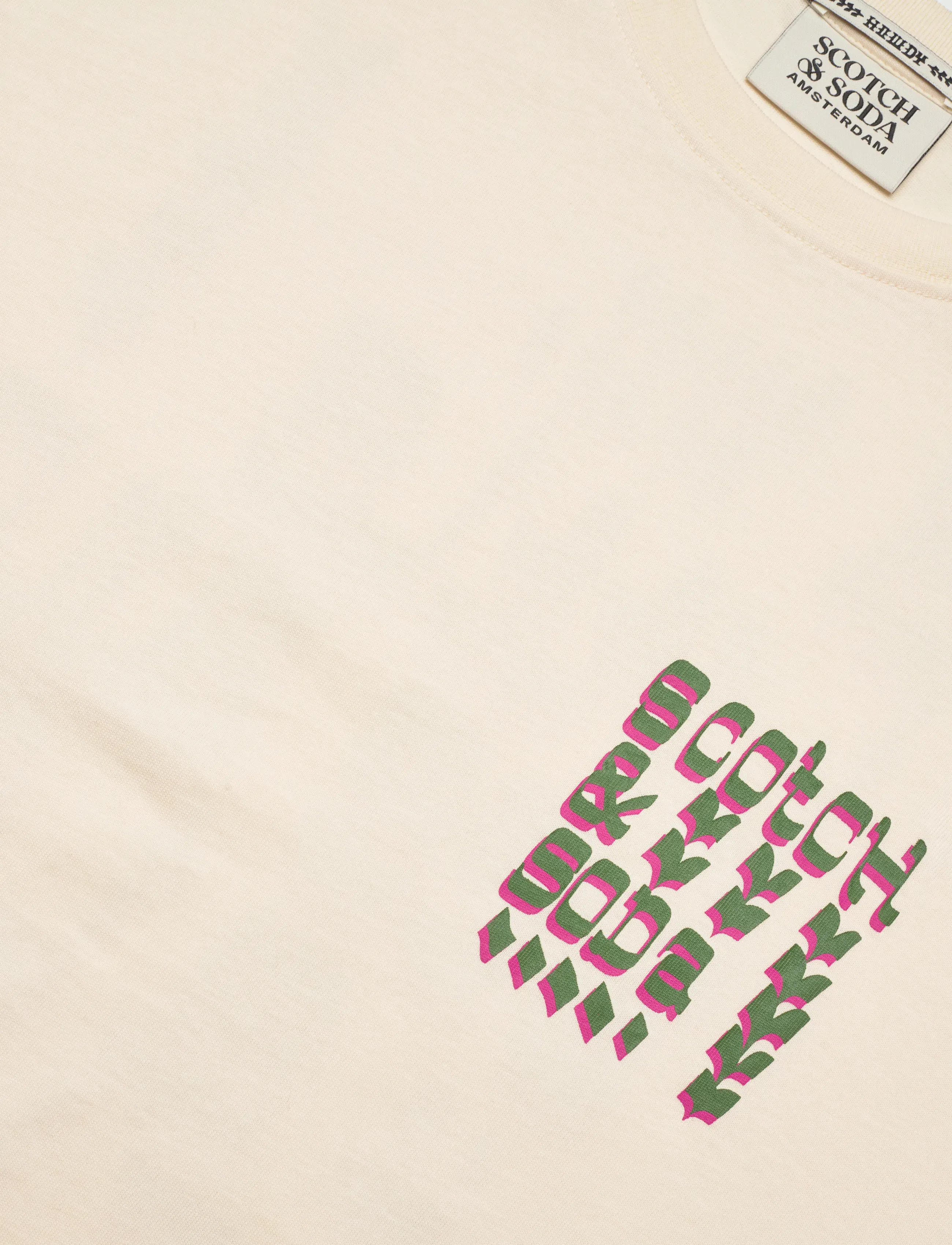 Scotch & Soda - Front And Back Artwork Relaxedfit Tshirt - kortärmade t-shirts - eggnog - 5