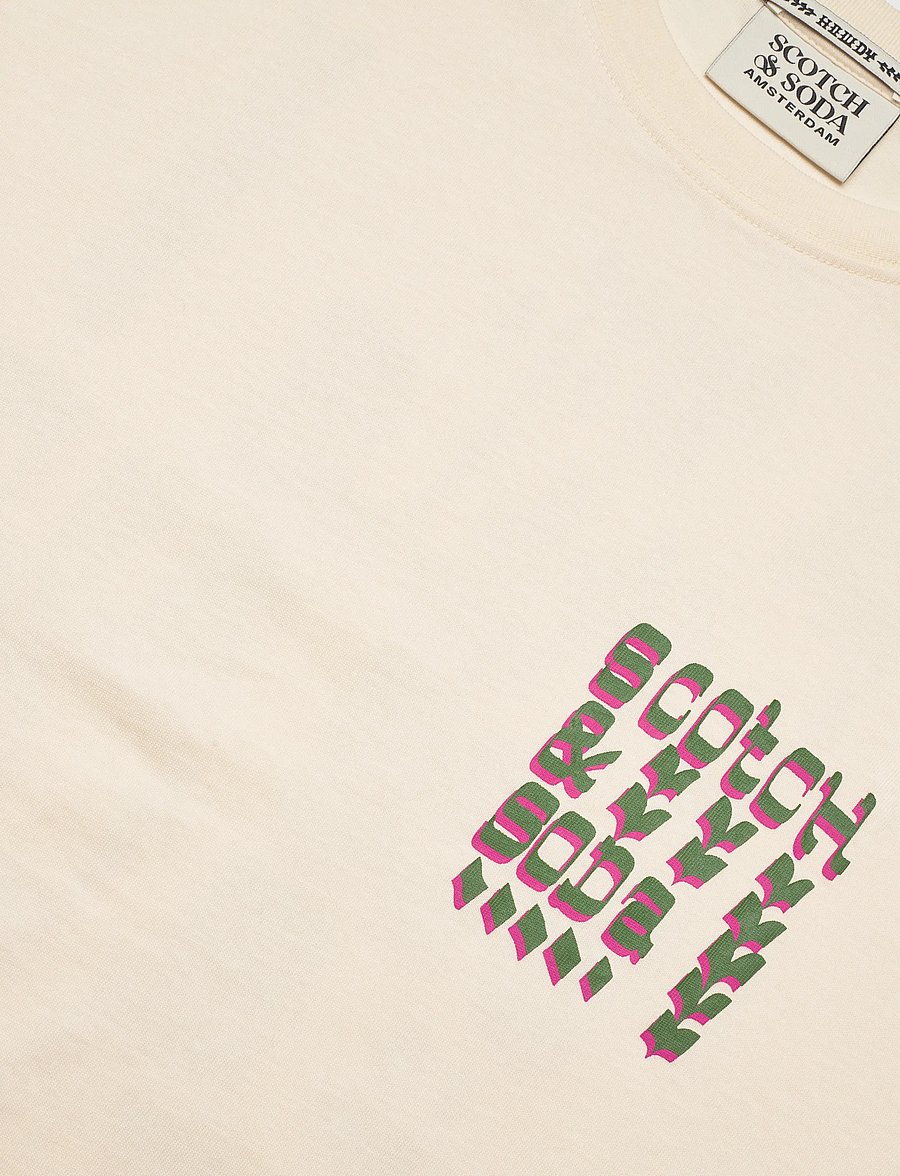 Scotch & Soda - Front And Back Artwork Relaxedfit Tshirt - kurzärmelige t-shirts - eggnog - 5