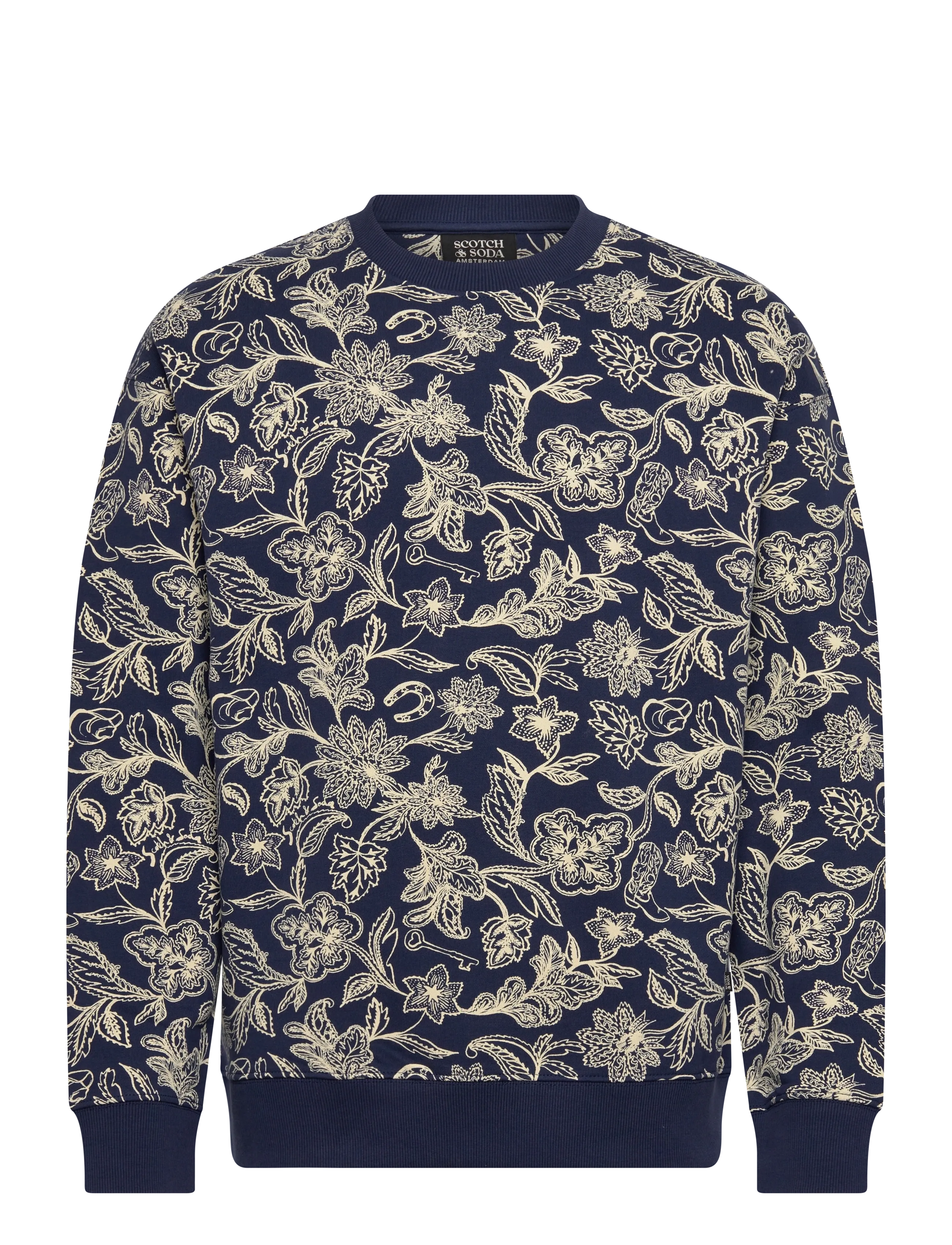 SCOTCH & SODA Printed Relaxedfit Sweatshirt Navy - M - Herren