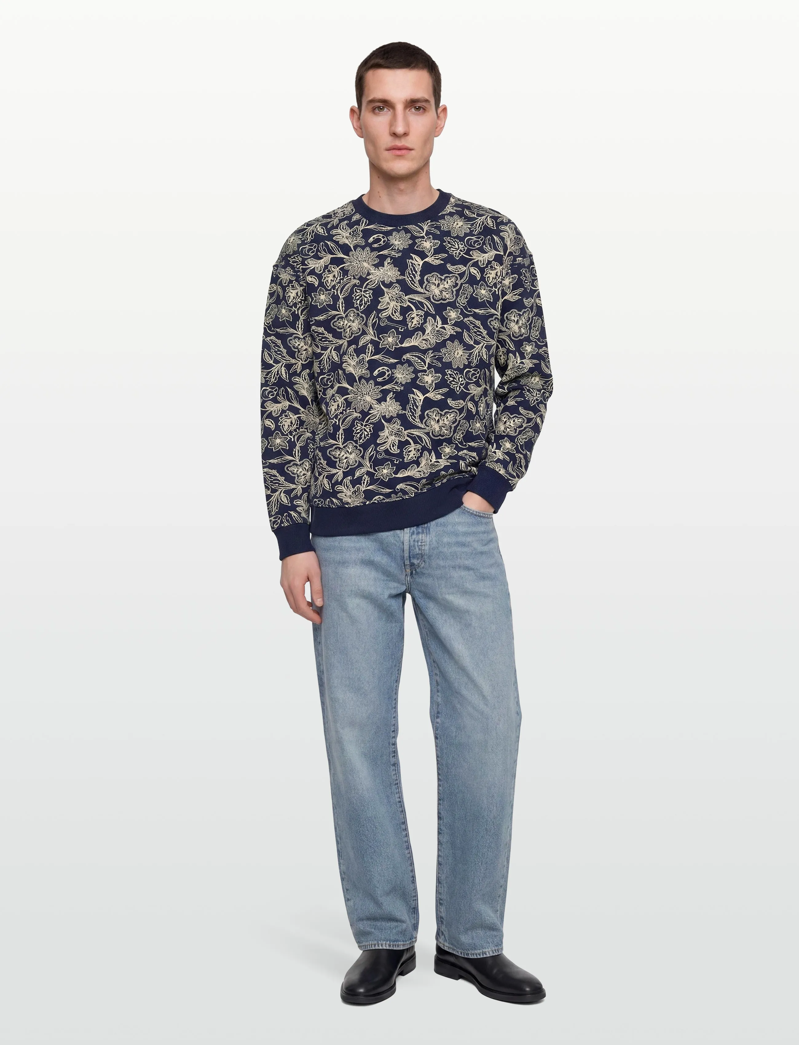 Scotch & Soda Printed Relaxedfit Sweatshirt - Dressipluusid - LUCKY BANDANA DRESS BLUES / navy