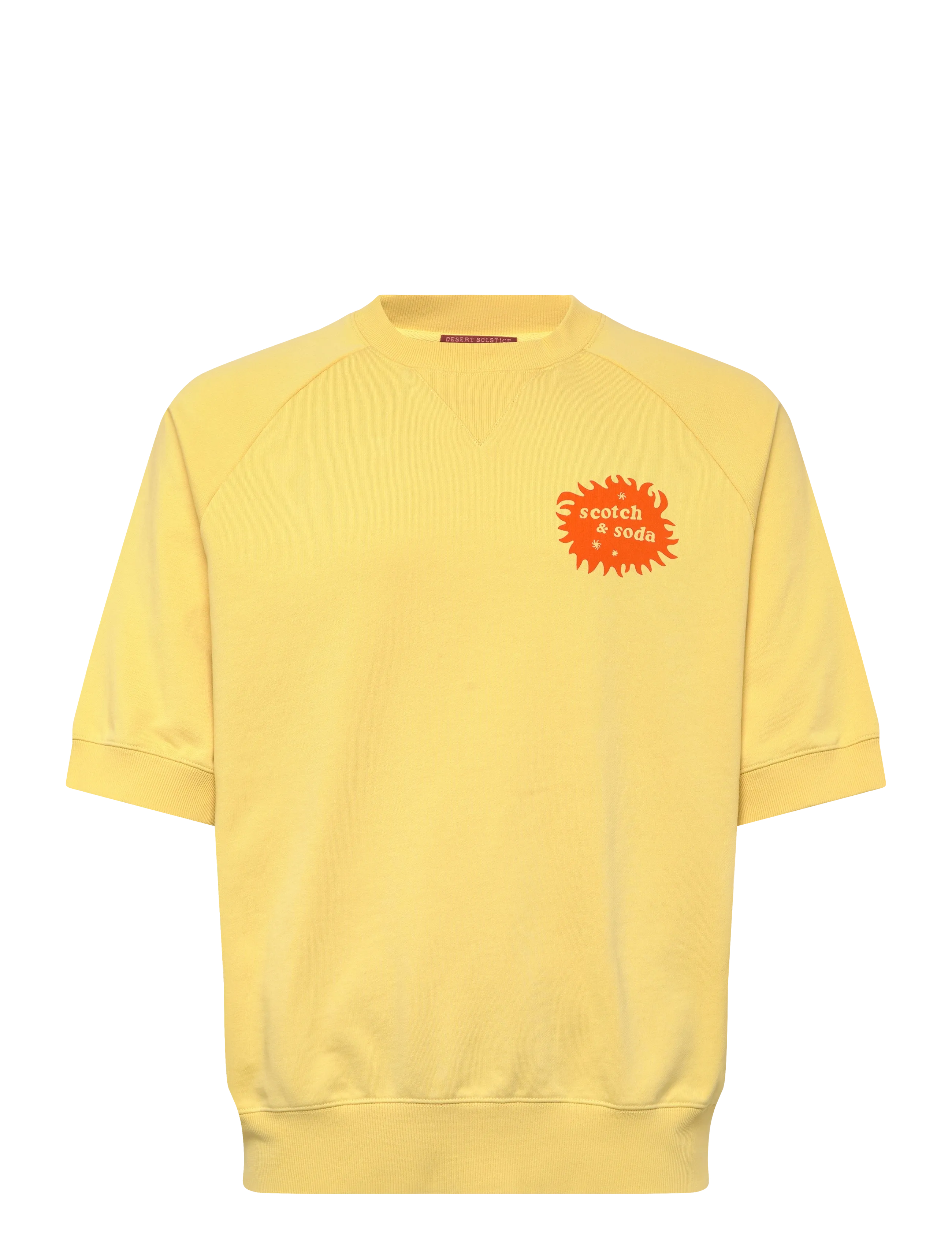Scotch & Soda Front And Back Artwork Loosefit Shortsleeve Sweatshirt - Voir tout - RAFFIA / yellow