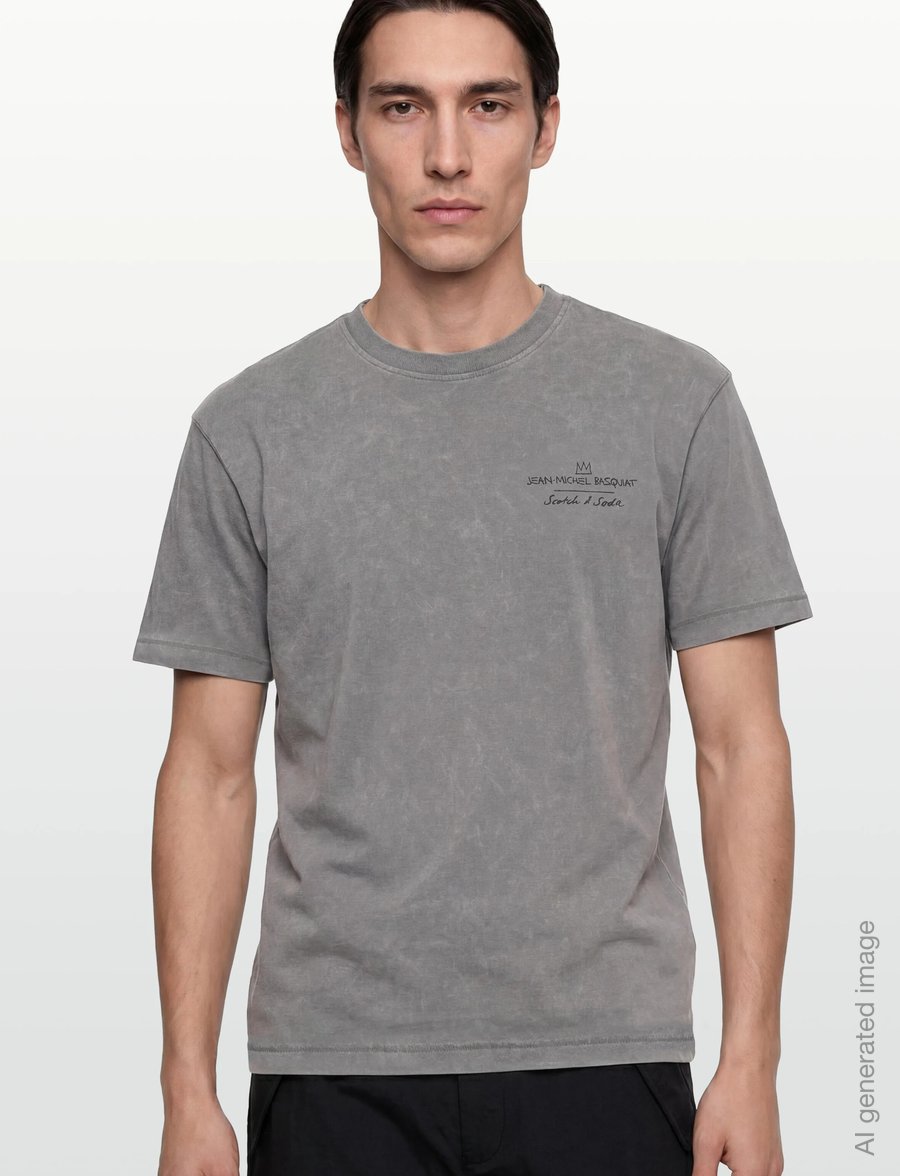 Scotch & Soda - Basquiat Front And Back Artwork Relaxedfit Tshirt - lühikeste varrukatega t-särgid - steel grey - 3