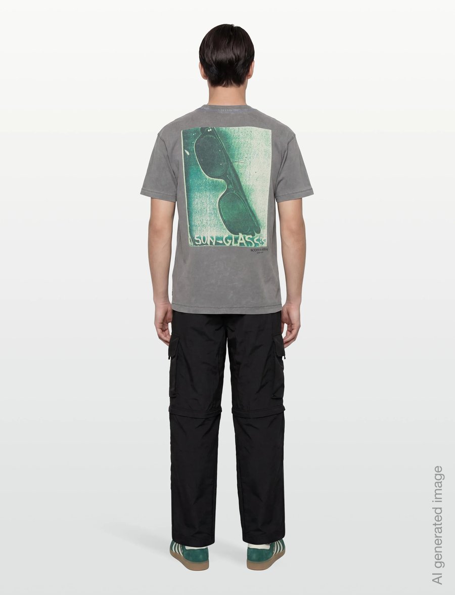Scotch & Soda - Basquiat Front And Back Artwork Relaxedfit Tshirt - lühikeste varrukatega t-särgid - steel grey - 4