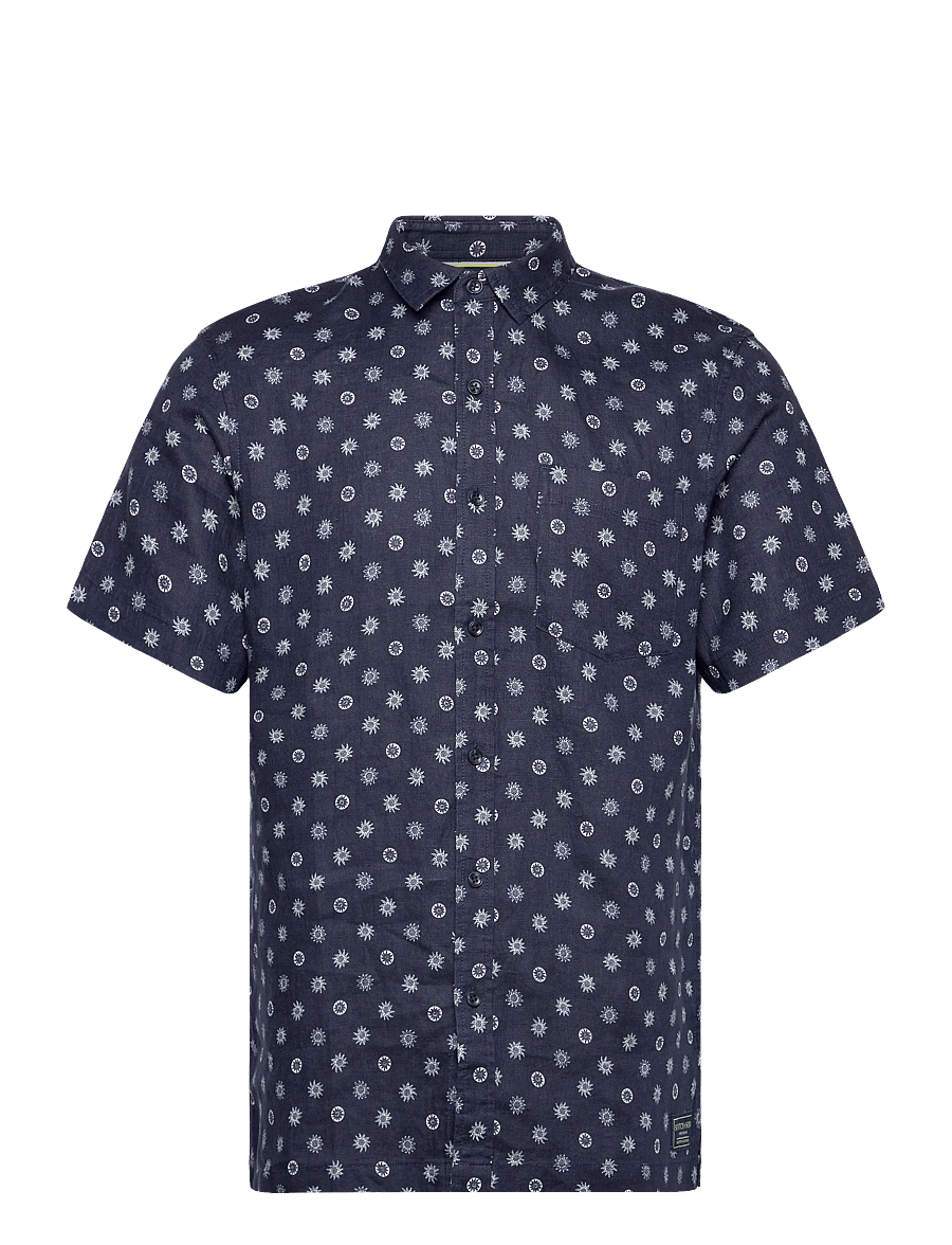 Scotch & Soda - Printed Linen Regularfit Shortsleeved Shirt - pattern shirts - foulard dress blues - 0