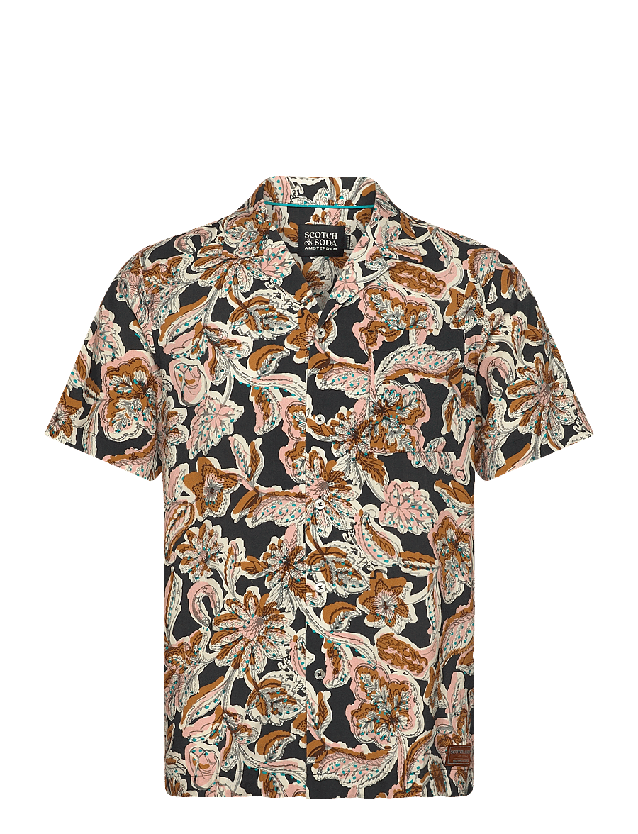 Scotch & Soda - Printed Viscose Regularfit Shortsleeved Shirt - mønstrede skjorter - lucky bandana multi - 1