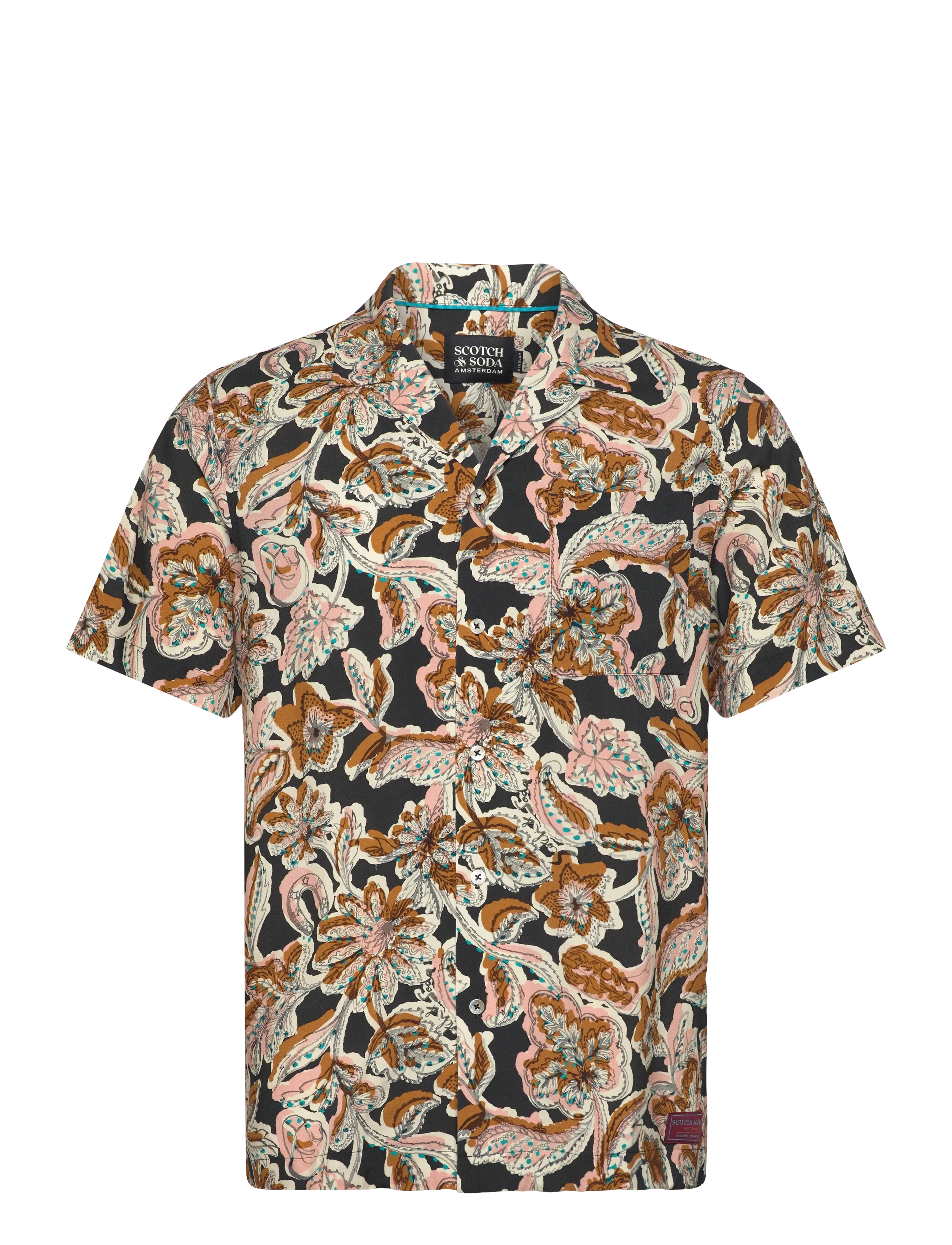 Scotch & Soda - Printed Viscose Regularfit Shortsleeved Shirt - mønstrede skjorter - lucky bandana multi - 1