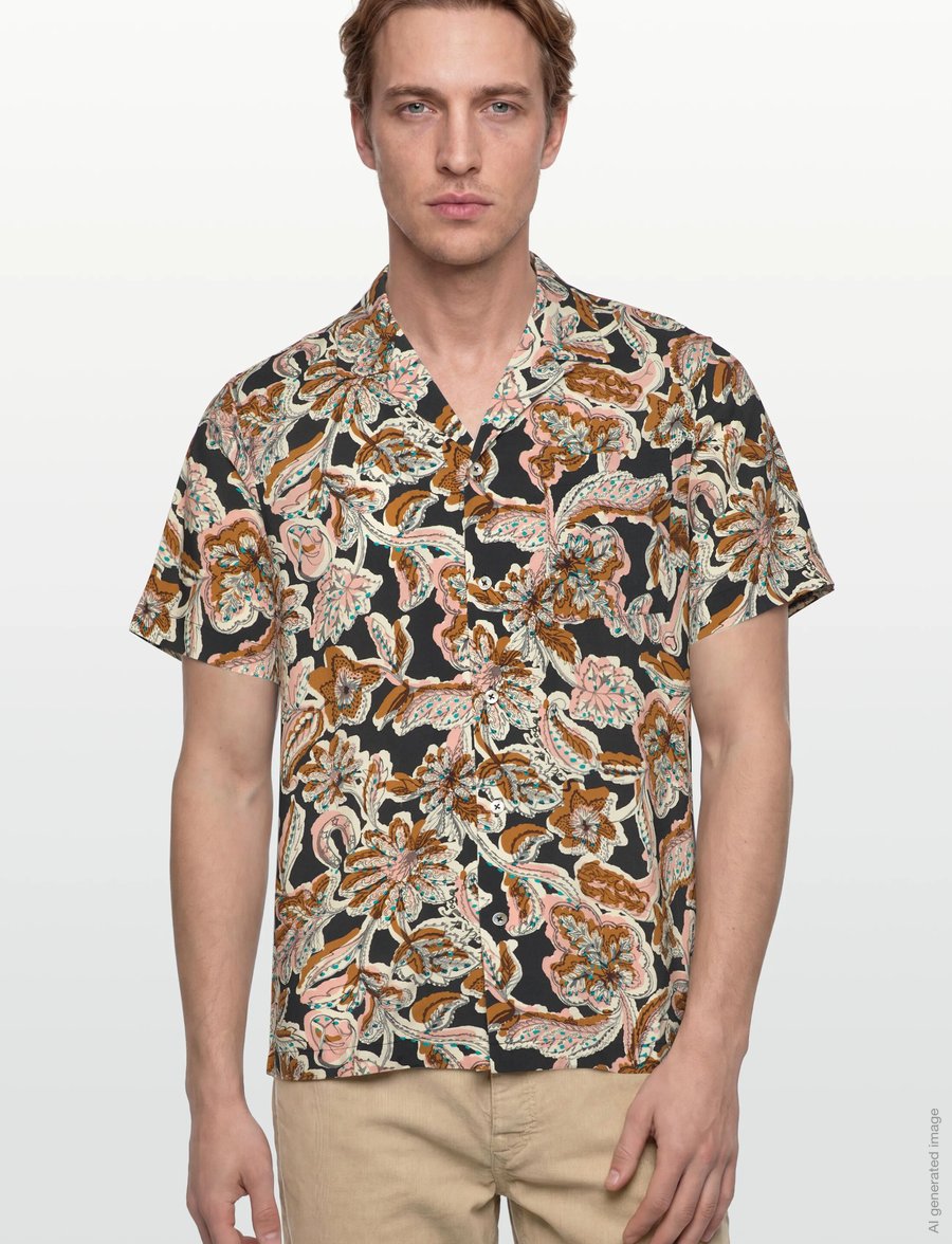 Scotch & Soda - Printed Viscose Regularfit Shortsleeved Shirt - mønstrede skjorter - lucky bandana multi - 3