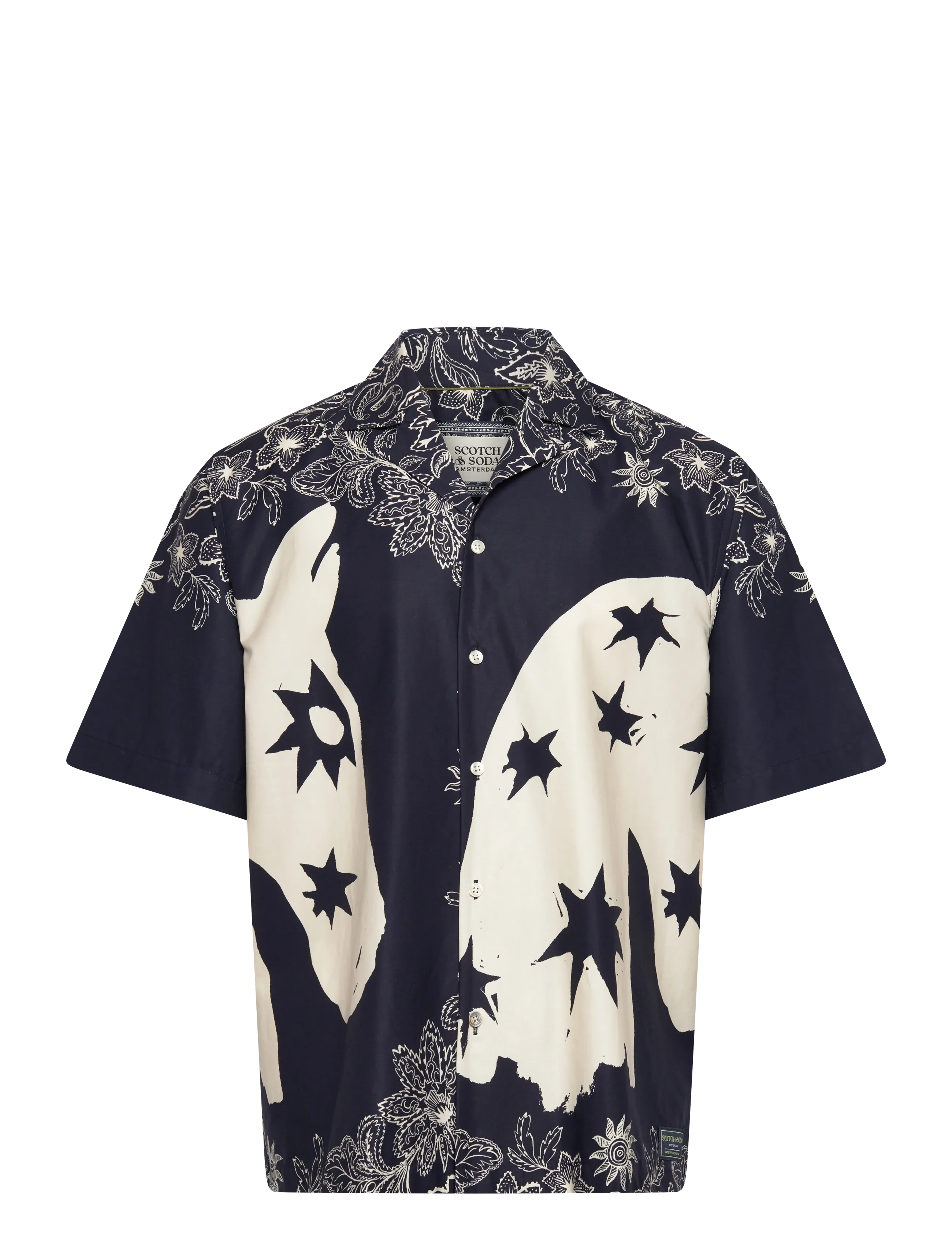 Scotch & Soda Printed Lyocell Relaxedfit Shortsleeved Shirt - Scotch & Soda Men - HORSE BANDANA DRESS BLUES / navy