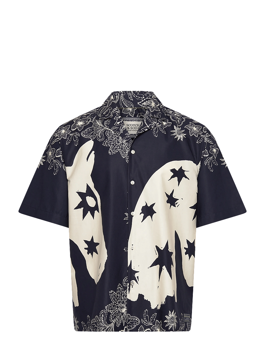 Scotch & Soda - Printed Lyocell Relaxedfit Shortsleeved Shirt - kuviolliset paidat - horse bandana dress blues - 1