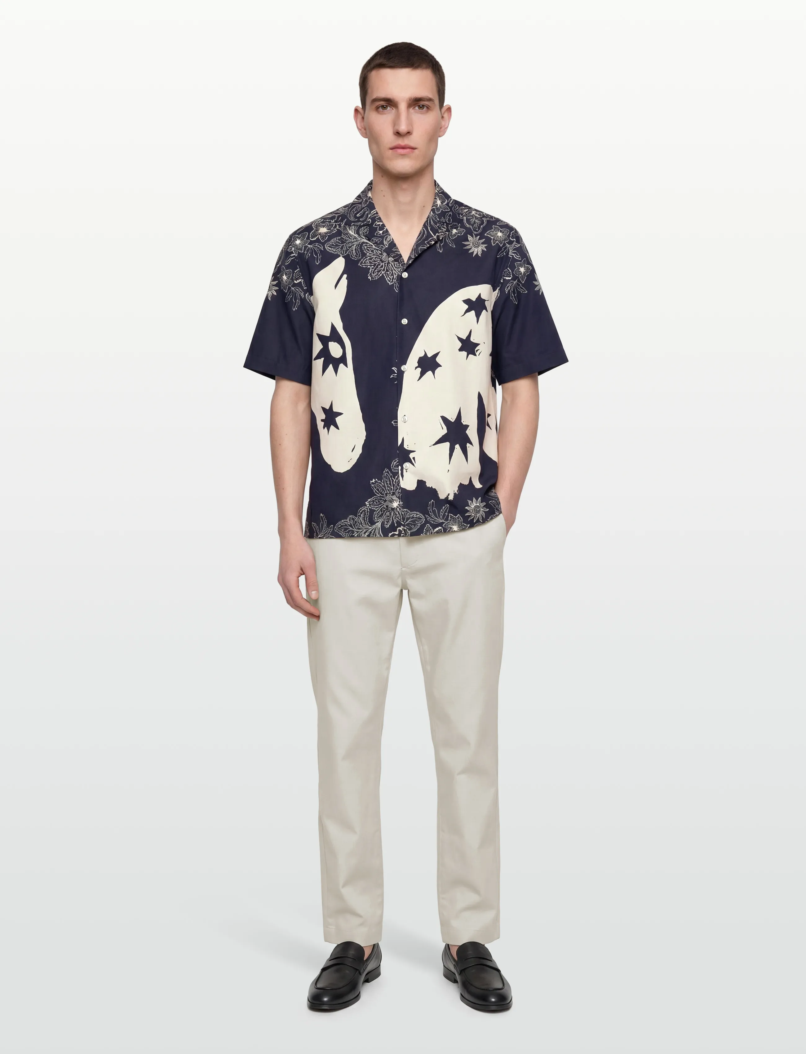 Scotch & Soda Printed Lyocell Relaxedfit Shortsleeved Shirt - Scotch & Soda - HORSE BANDANA DRESS BLUES / navy