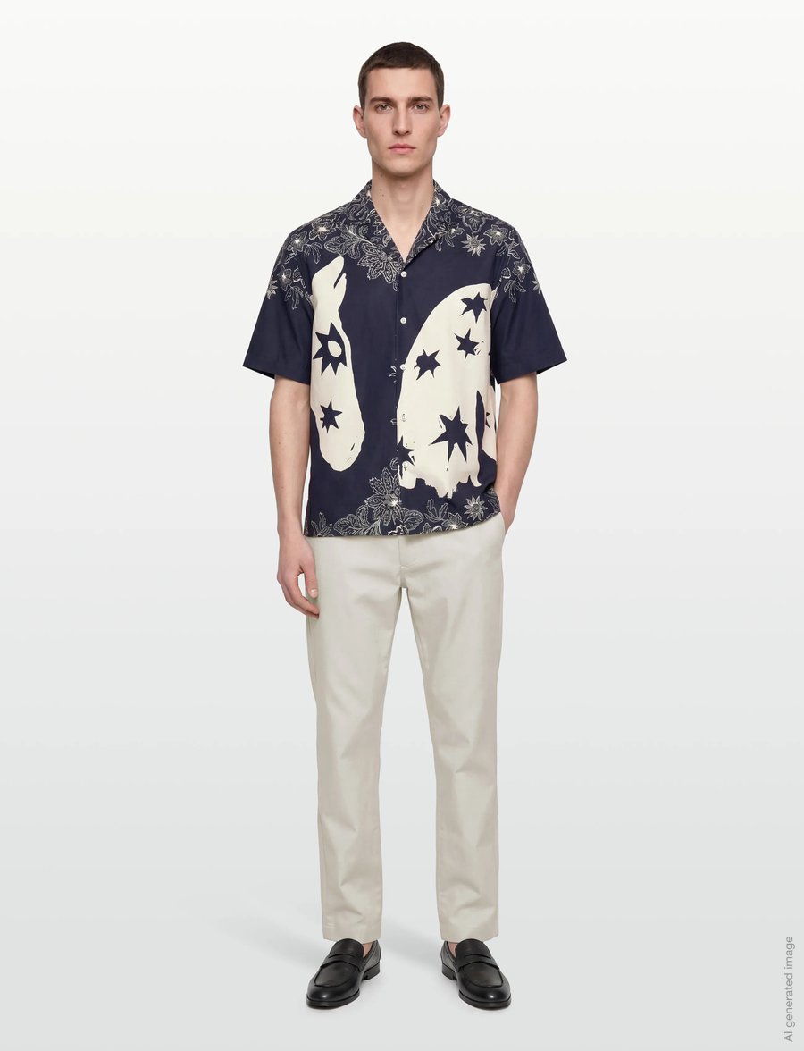 Scotch & Soda - Printed Lyocell Relaxedfit Shortsleeved Shirt - kuviolliset paidat - horse bandana dress blues - 0