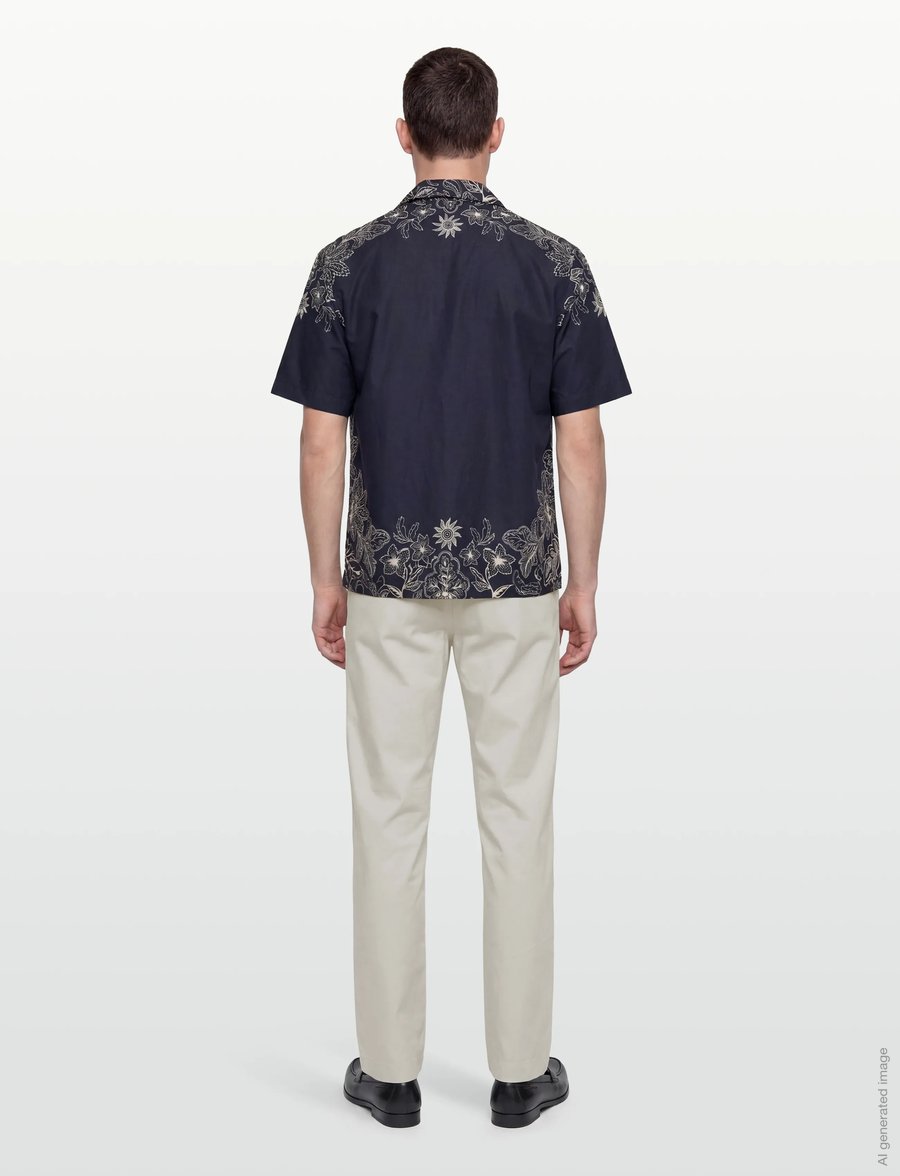 Scotch & Soda - Printed Lyocell Relaxedfit Shortsleeved Shirt - kuviolliset paidat - horse bandana dress blues - 4