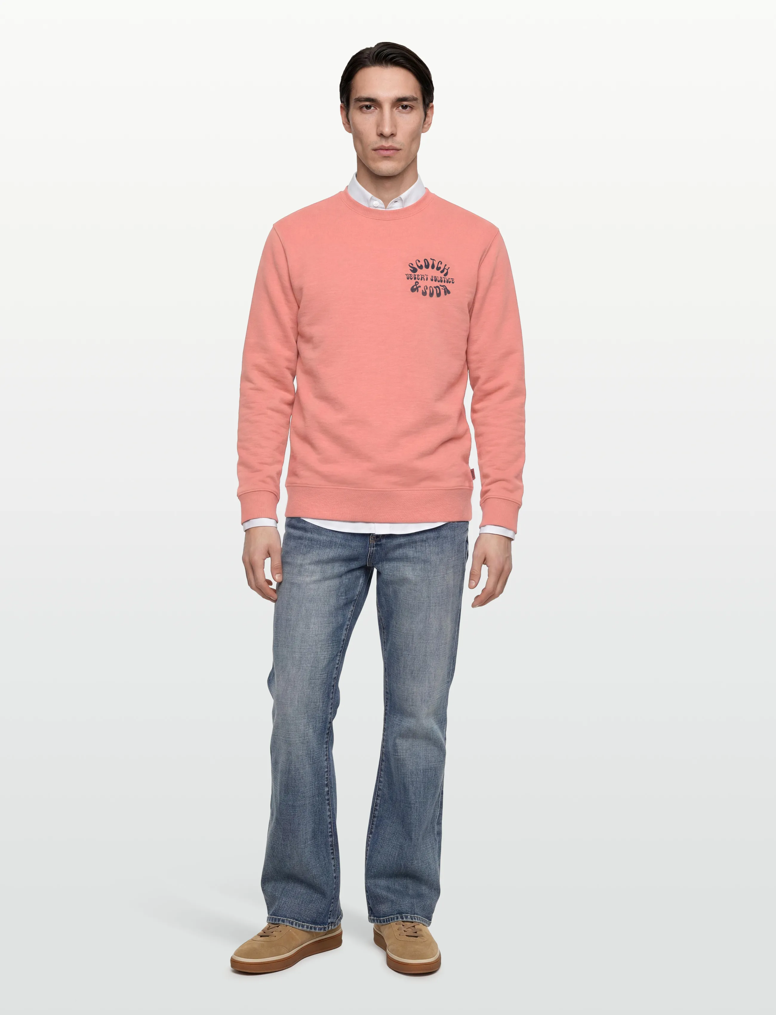 Scotch & Soda Left Chest Logo Regularfit Sweatshirt - Scotch & Soda - CANYON CLAY / coral