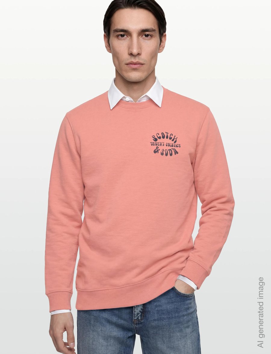 Scotch & Soda - Left Chest Logo Regularfit Sweatshirt - hettupeysur - canyon clay - 3