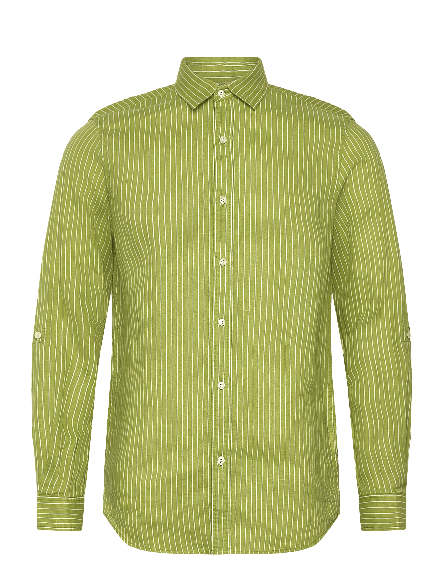 Scotch & Soda - Linen Striped Regularfit Shirt - gestreifte hemden - white green oasis stripe - 0