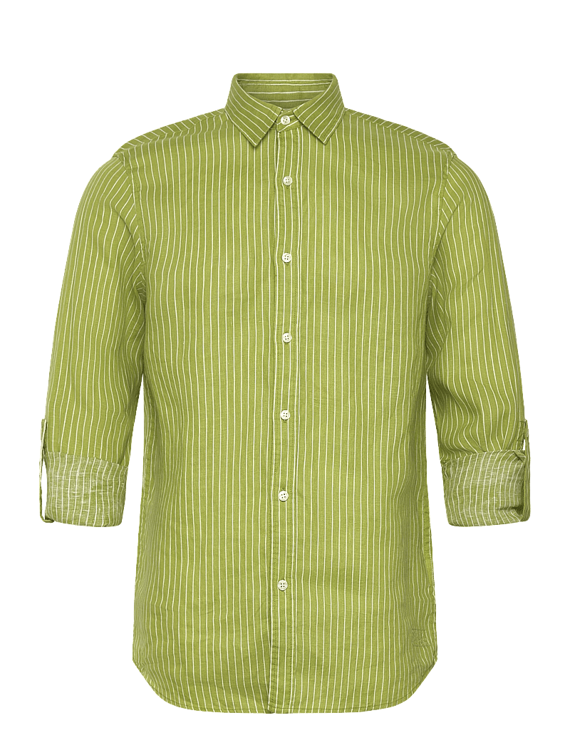 Scotch & Soda - Linen Striped Regularfit Shirt - stribede skjorter - white green oasis stripe - 2