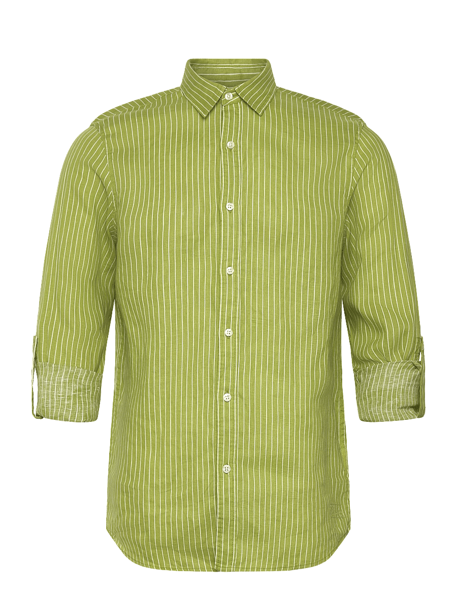 Scotch & Soda - Linen Striped Regularfit Shirt - gestreifte hemden - white green oasis stripe - 2
