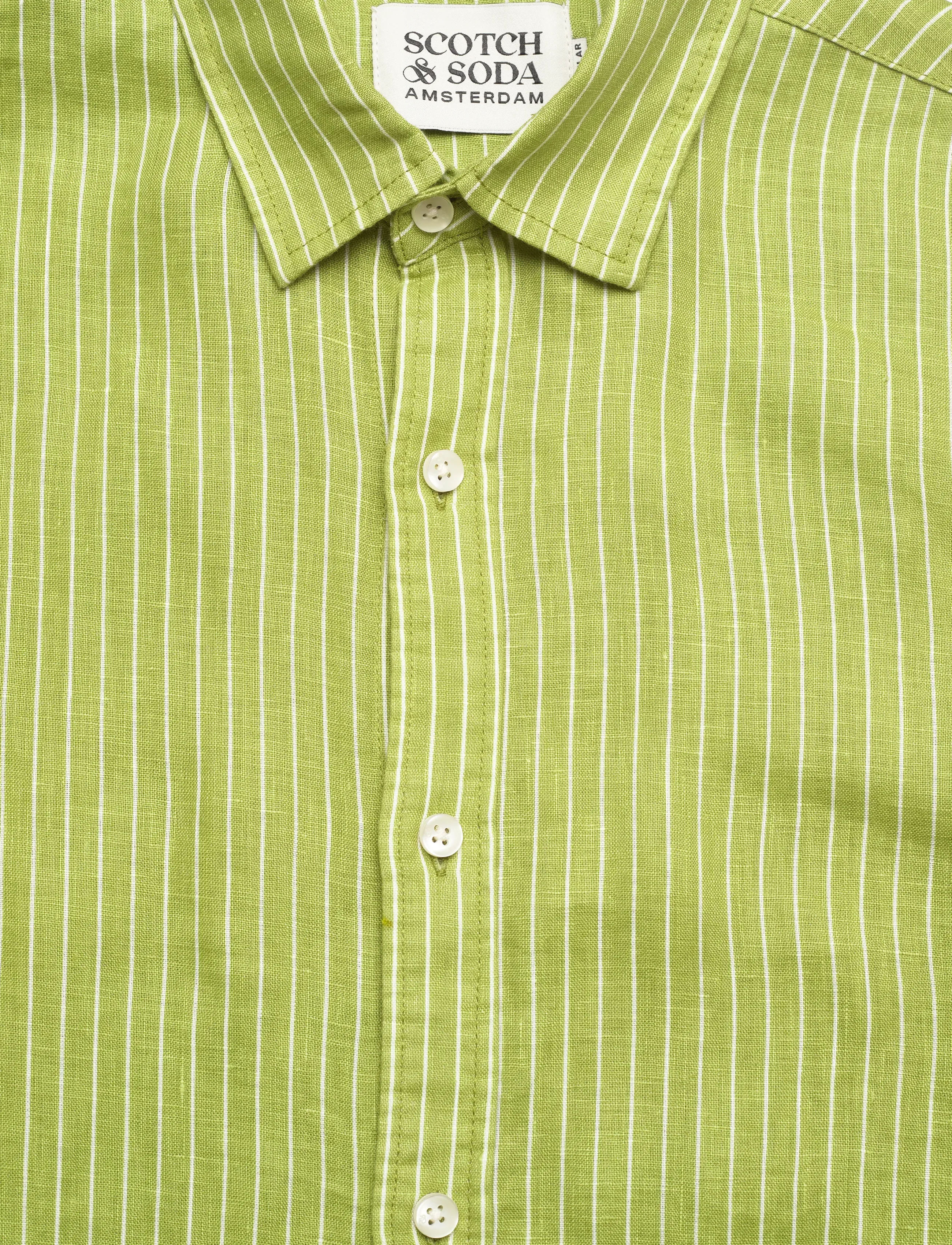 Scotch & Soda - Linen Striped Regularfit Shirt - gestreifte hemden - white green oasis stripe - 3