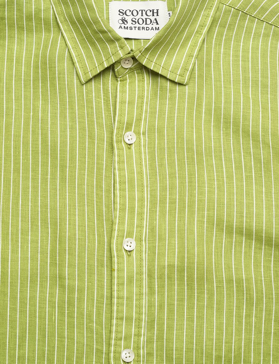 Scotch & Soda - Linen Striped Regularfit Shirt - gestreifte hemden - white green oasis stripe - 3