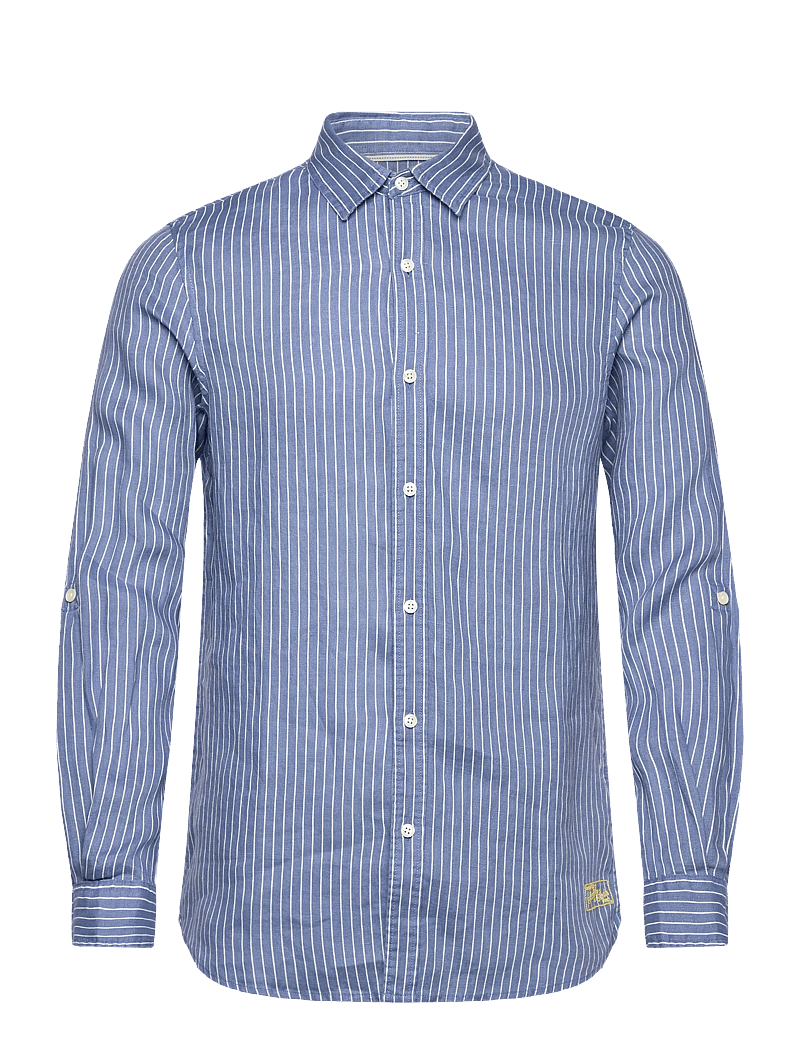Scotch & Soda - Linen Striped Regularfit Shirt - stribede skjorter - infinity white stripe - 0