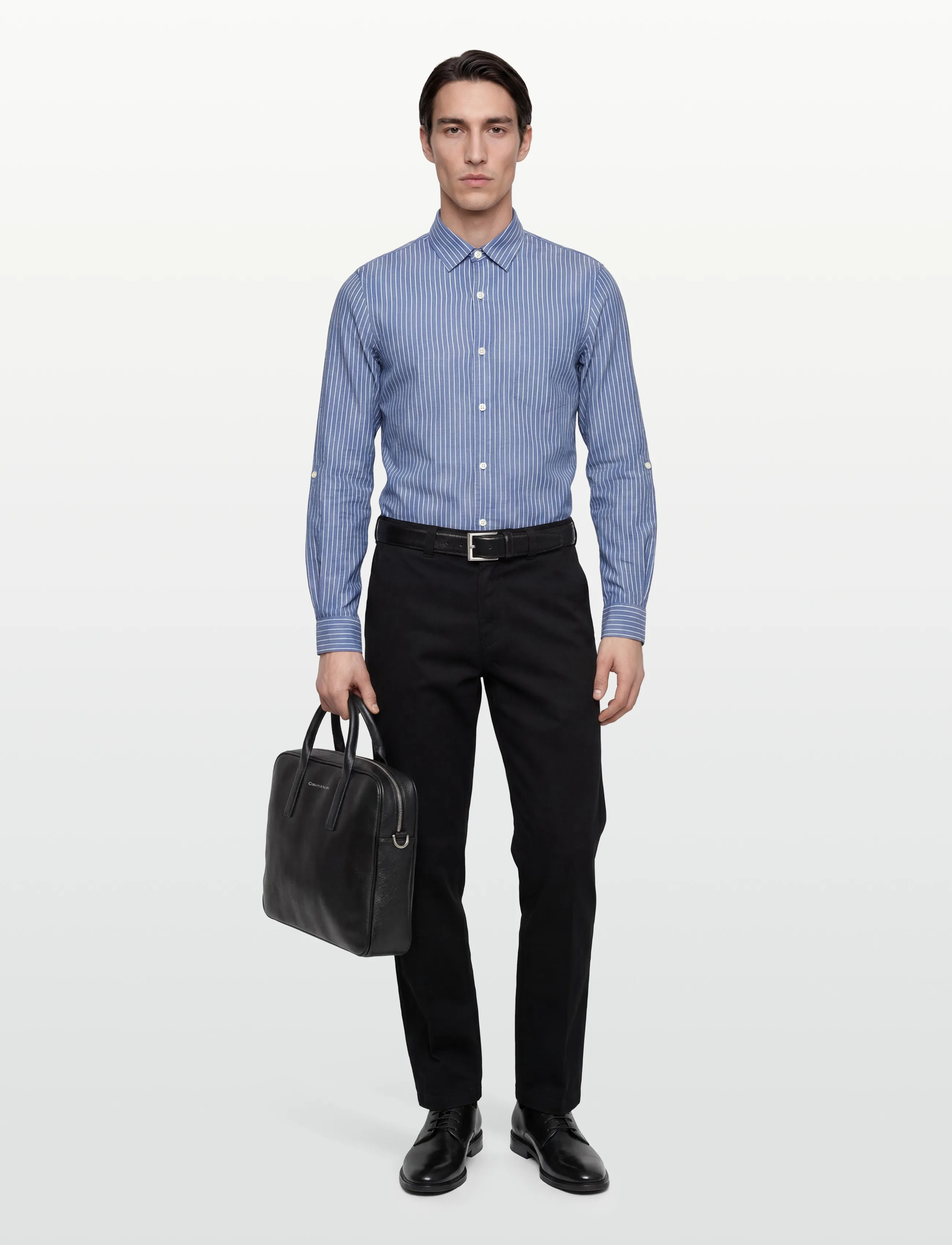 Scotch & Soda Linen Striped Regularfit Shirt, XL, Blue, Skjorter > Afslappet Shirts, Herre
