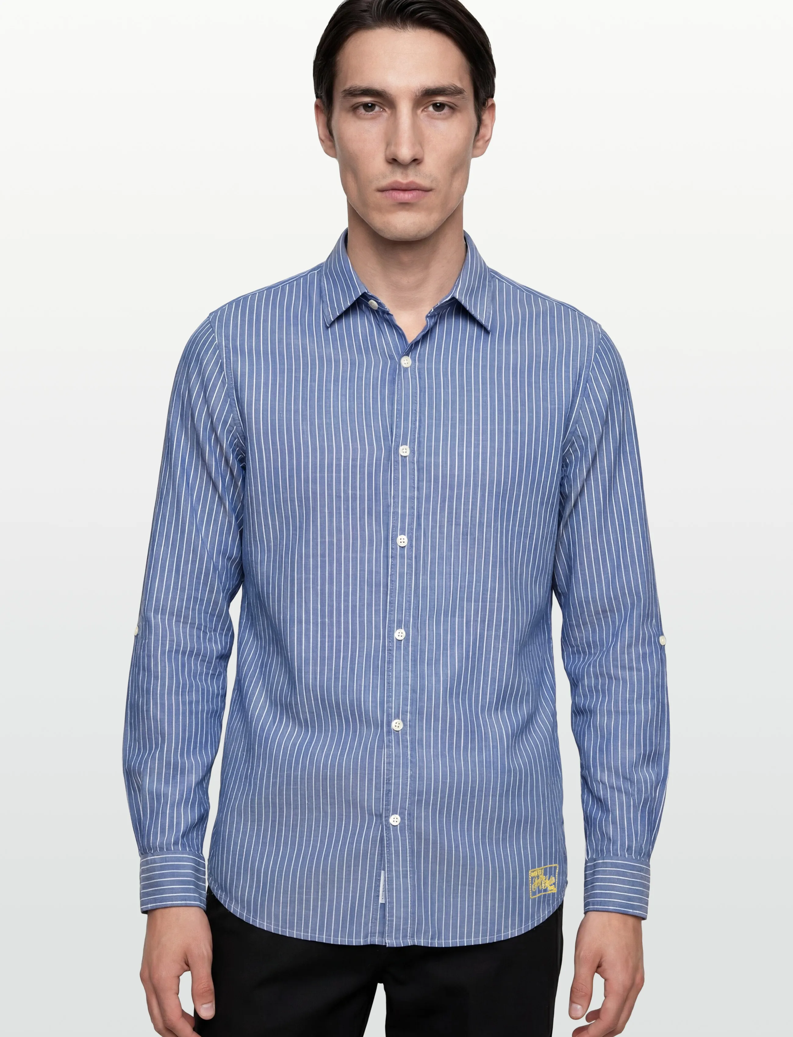 Scotch & Soda - Linen Striped Regularfit Shirt - stribede skjorter - infinity white stripe - 4