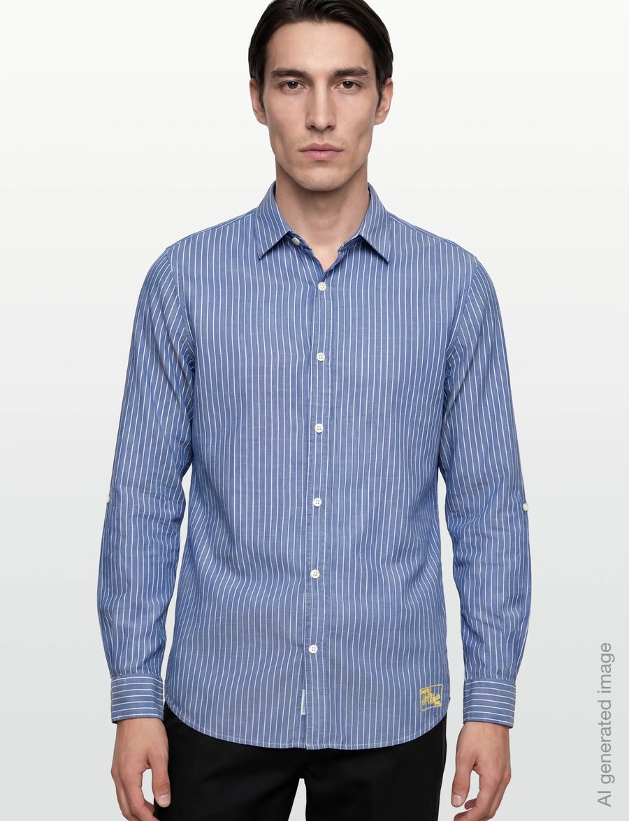 Scotch & Soda - Linen Striped Regularfit Shirt - stribede skjorter - infinity white stripe - 4