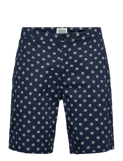 Scotch & Soda Stuart Printed Stretch Cotton Chino Shorts - Vabaaja lühikesed püksid - FOULARD DRESS BLUES / navy