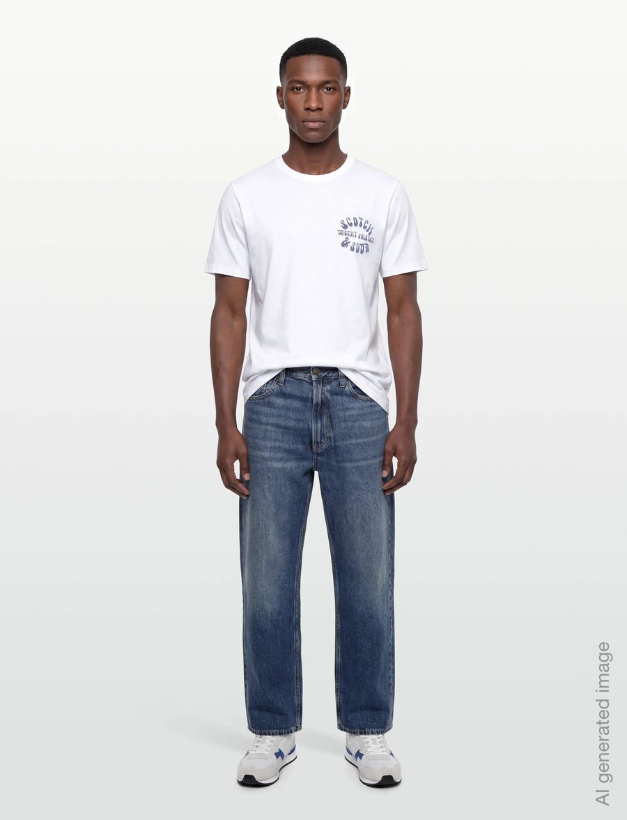 Scotch & Soda - Left Chest Artwork Regularfit Tshirt - kurzärmelige t-shirts - bright white - 0