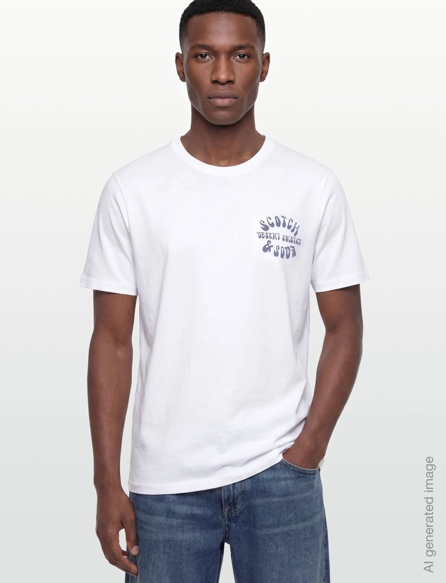 Scotch & Soda - Left Chest Artwork Regularfit Tshirt - kurzärmelige t-shirts - bright white - 3