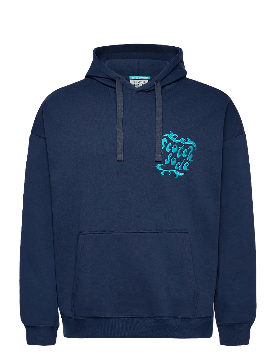 Scotch & Soda - Front And Back Artwork Loosefit Hoodie - kapuzenpullover - pageant blue - 1
