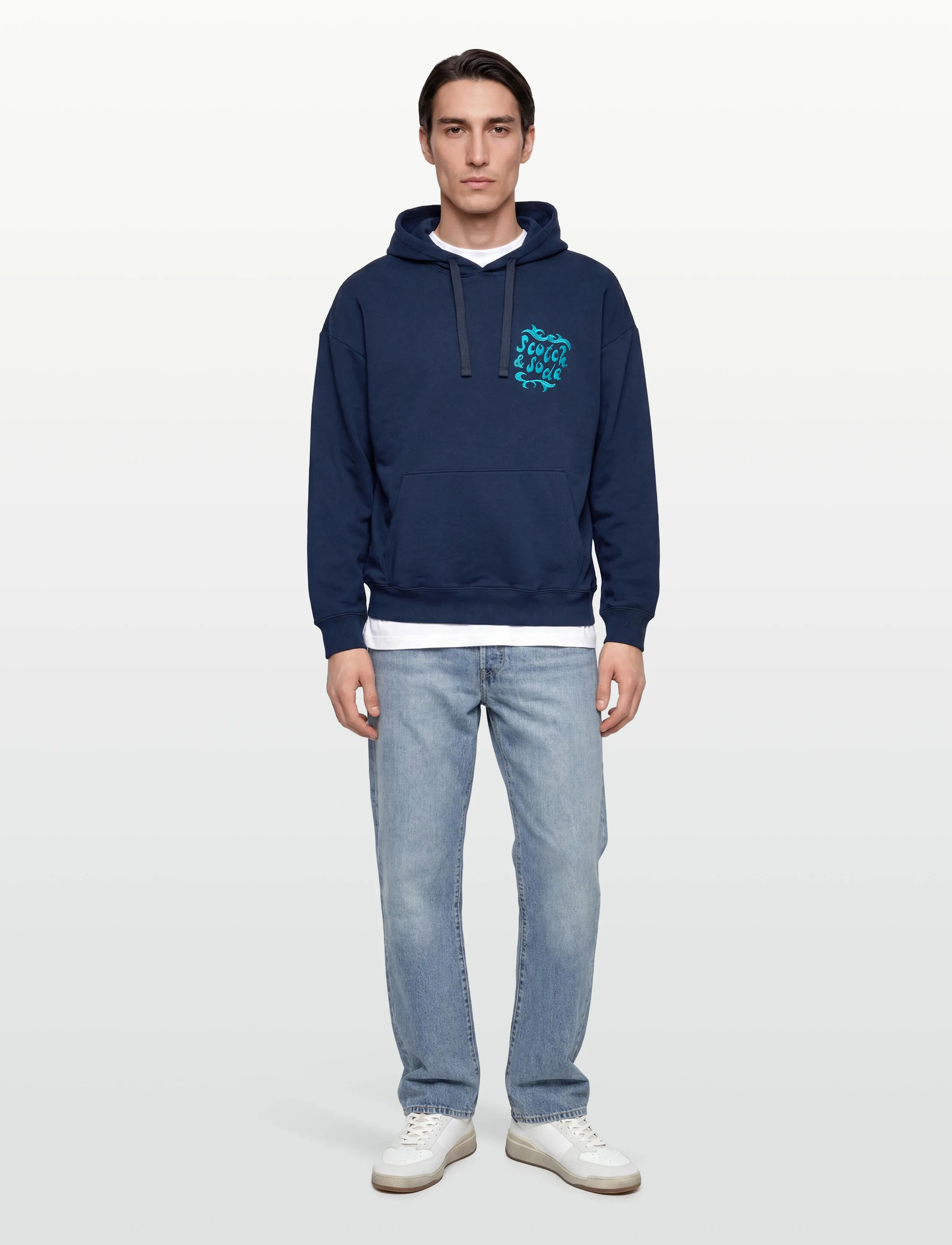 Scotch & Soda Front And Back Artwork Loosefit Hoodie, S, Sweatshirts Hoodies, Marineblau - Männerswear
