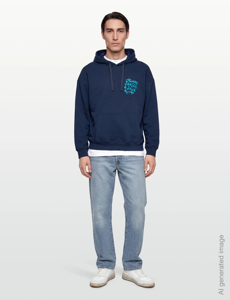 Scotch & Soda - Front And Back Artwork Loosefit Hoodie - kapuzenpullover - pageant blue - 0