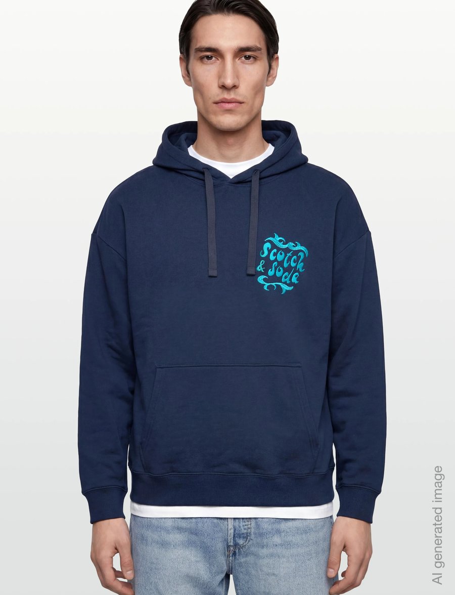 Scotch & Soda - Front And Back Artwork Loosefit Hoodie - kapuzenpullover - pageant blue - 3