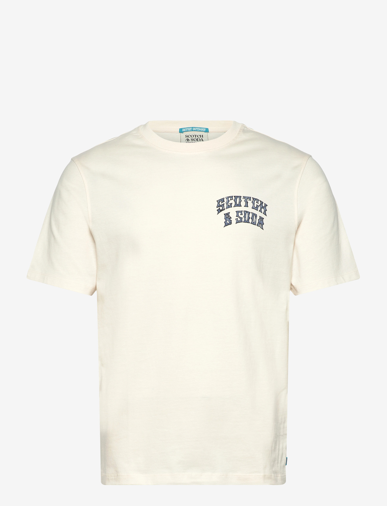Scotch & Soda - Front And Back Artwork Regularfit Tshirt - kortærmede t-shirts - eggnog - 0