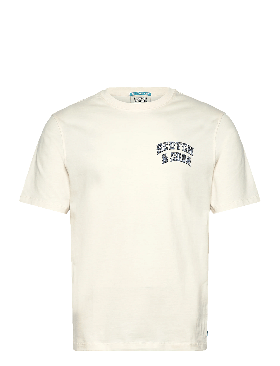 Scotch & Soda - Front And Back Artwork Regularfit Tshirt - kortærmede t-shirts - eggnog - 1
