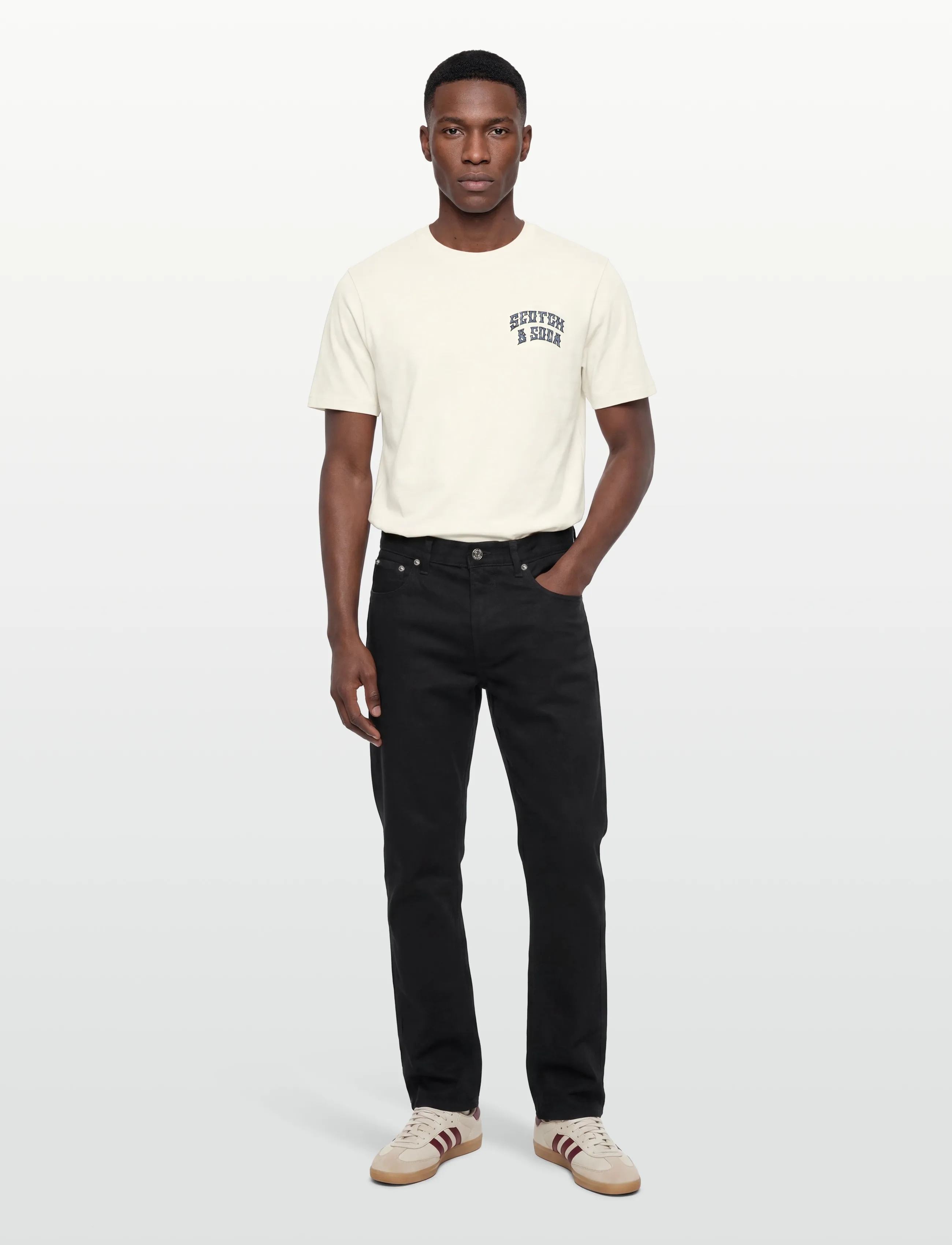 Scotch & Soda Front And Back Artwork Regularfit Tshirt, XXL, Cream, T-Shirts > Kortærmede, Herre