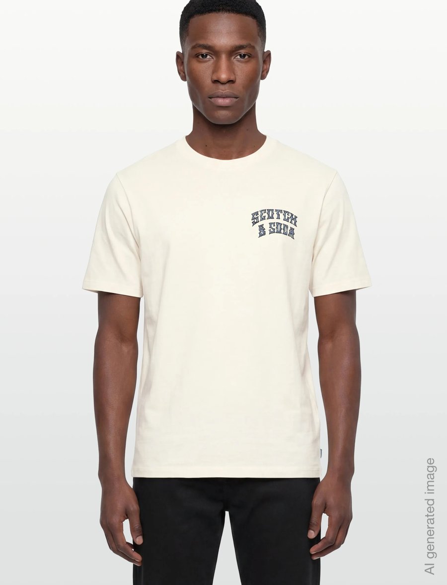 Scotch & Soda - Front And Back Artwork Regularfit Tshirt - kortærmede t-shirts - eggnog - 3