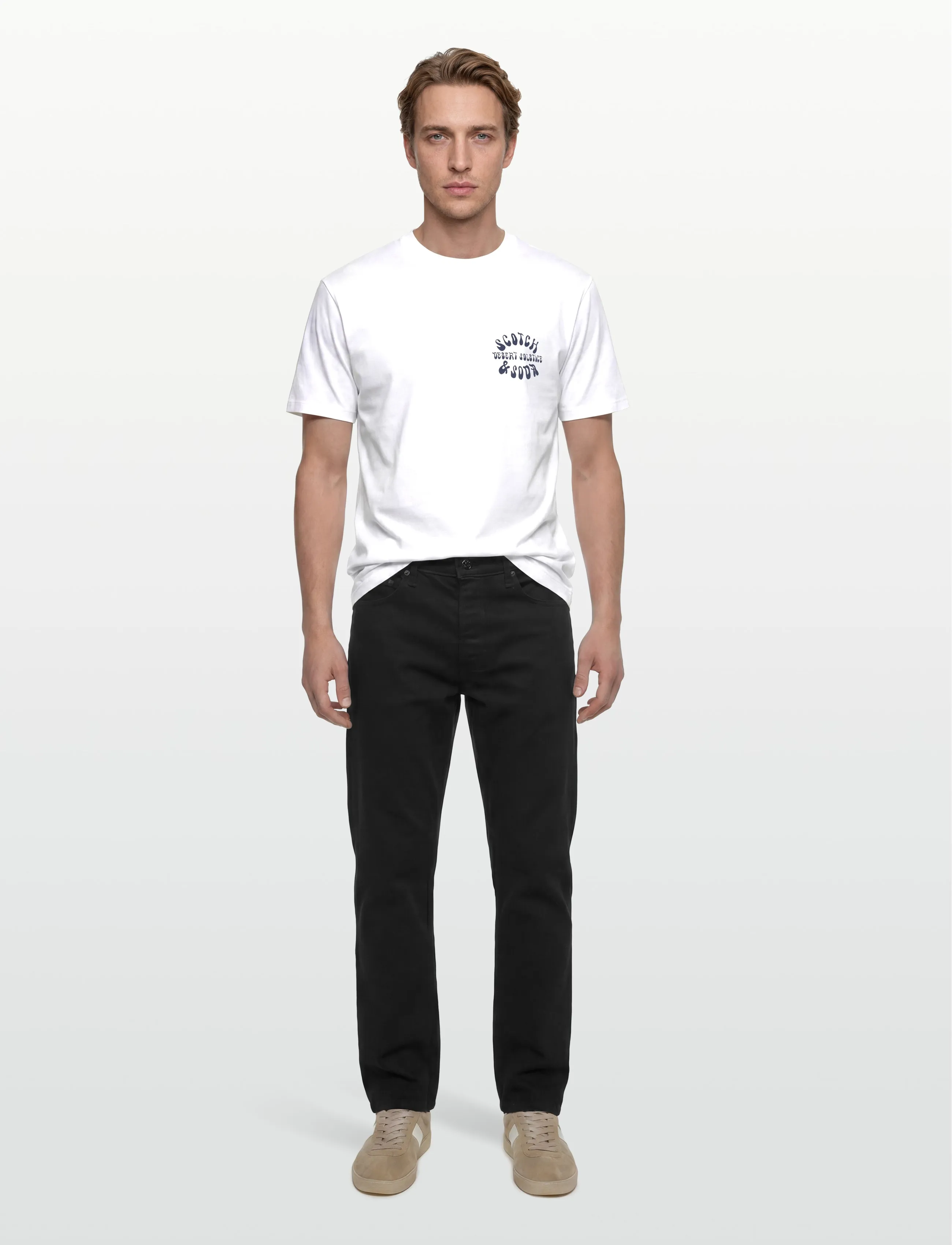 Scotch & Soda Front And Back Artwork Relaxedfit Tshirt, L, White, T-Shirts > Kortærmede, Herre